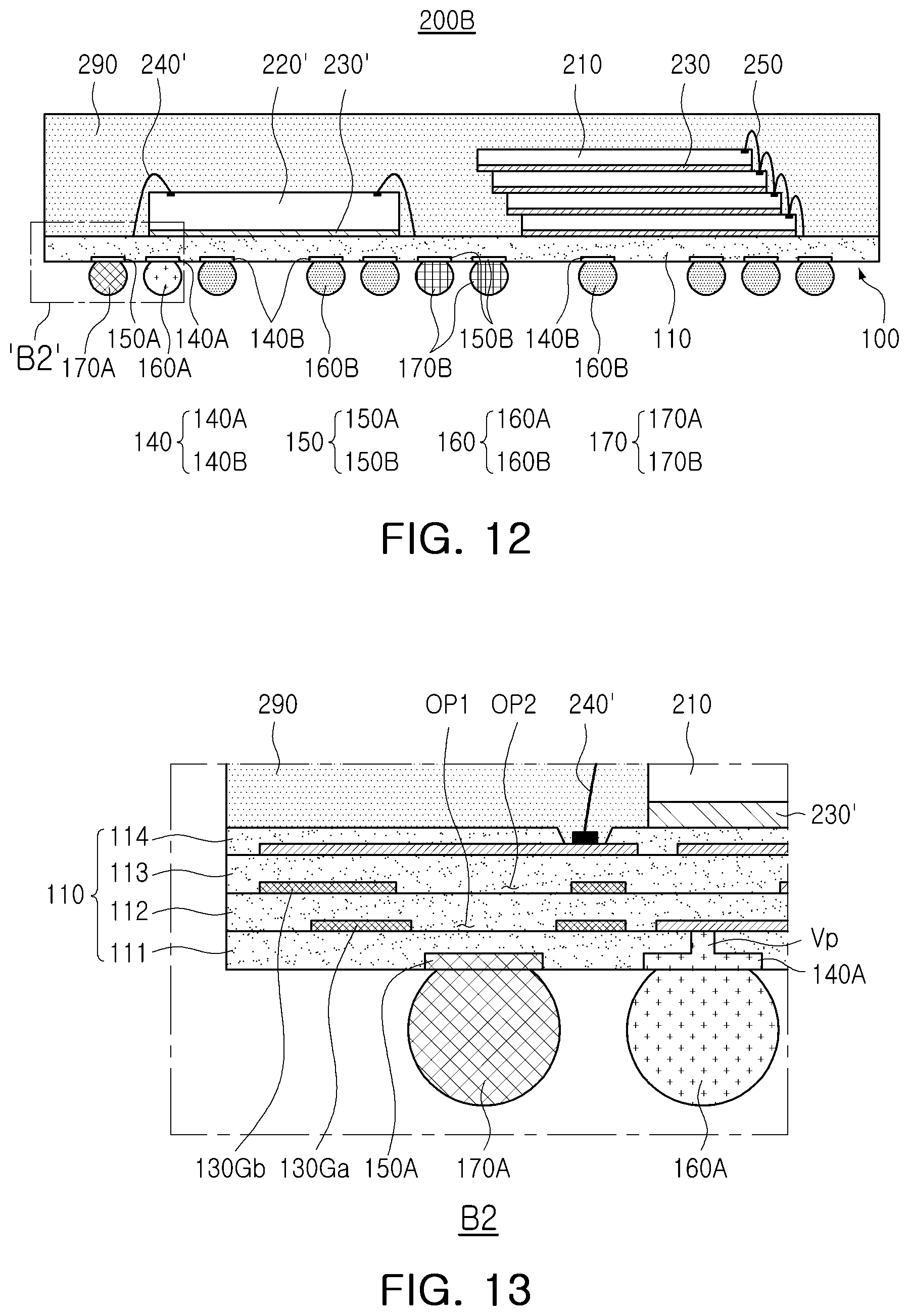 Patent US12622296 Figure 10 – Semiconductor package including metal pattern layer with open region which overlaps non-contact pad