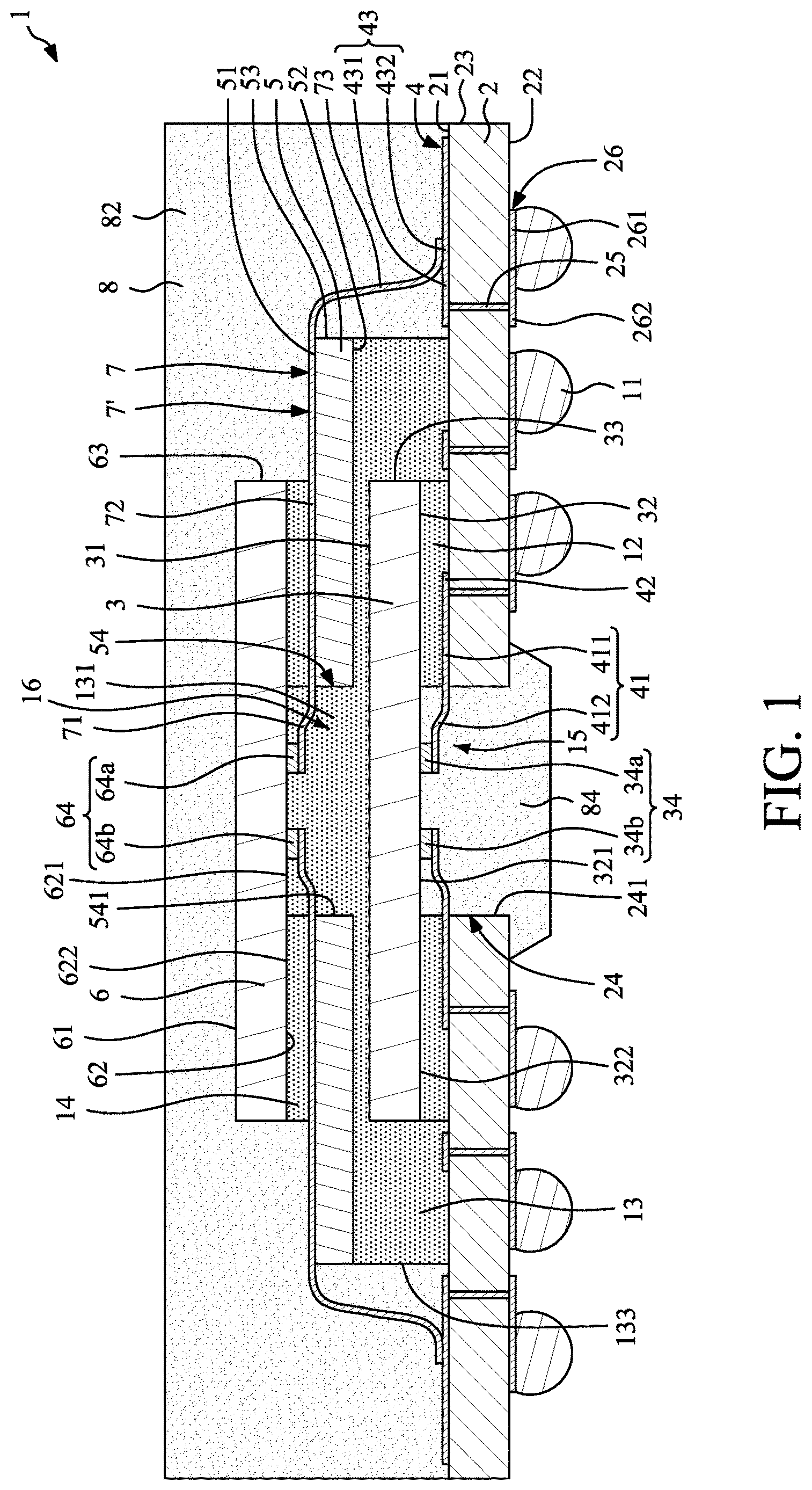 Patent US12622301 Figure 1 – Package structure and method for manufacturing the same