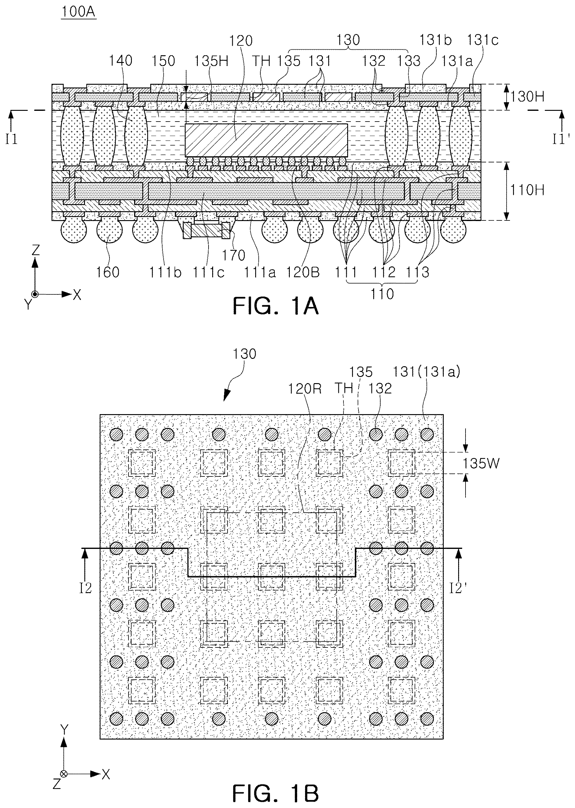 Patent US12622302 Figure 1 – Semiconductor package including a lower substrate and an upper substrate