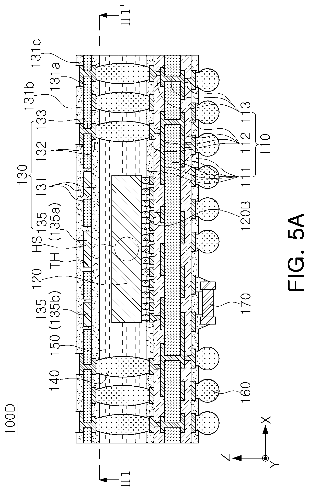 Patent US12622302 Figure 5 – Semiconductor package including a lower substrate and an upper substrate