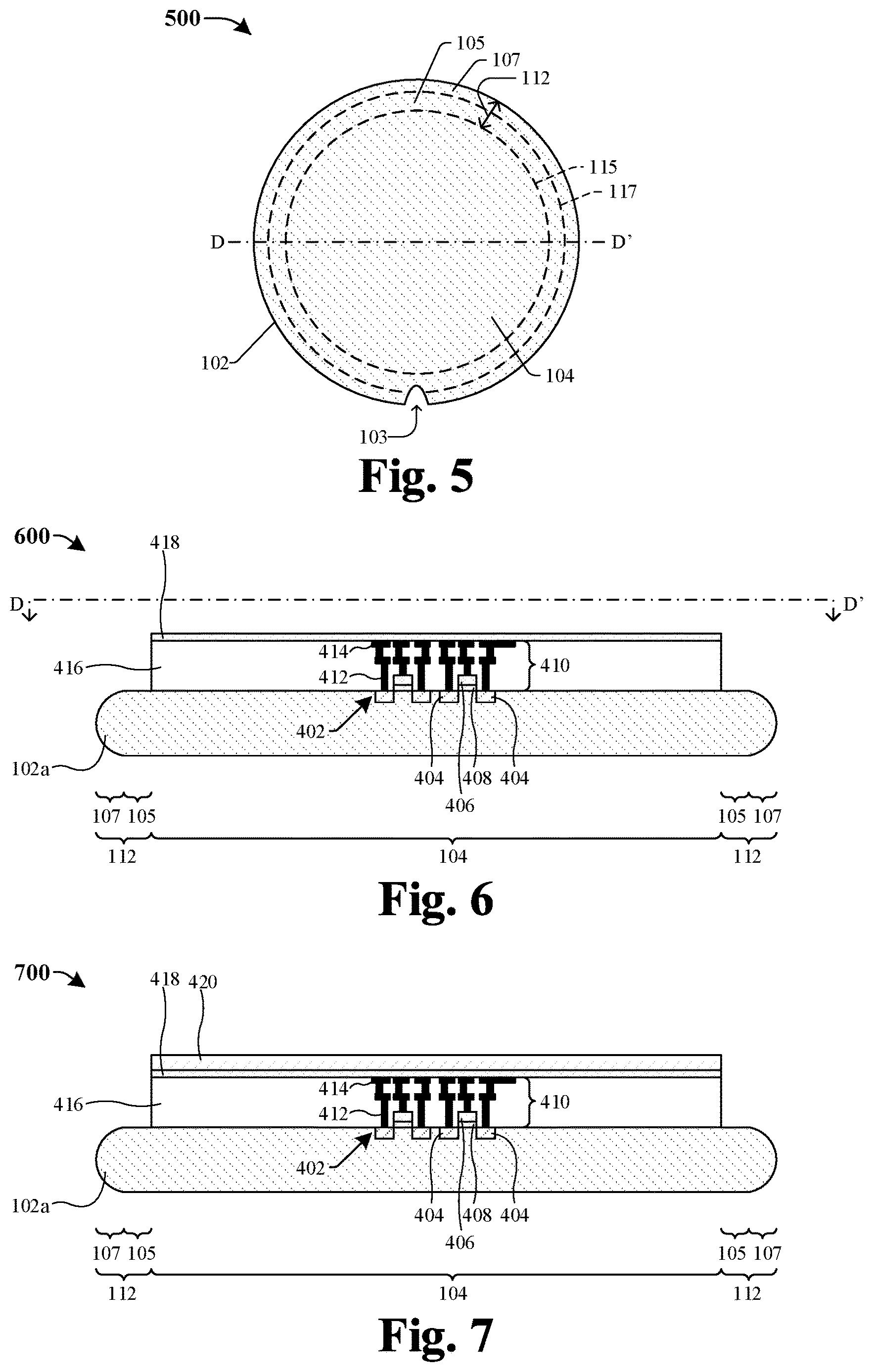 Patent US12622303 Figure 5 – Notched wafer and bonding support structure to improve wafer stacking