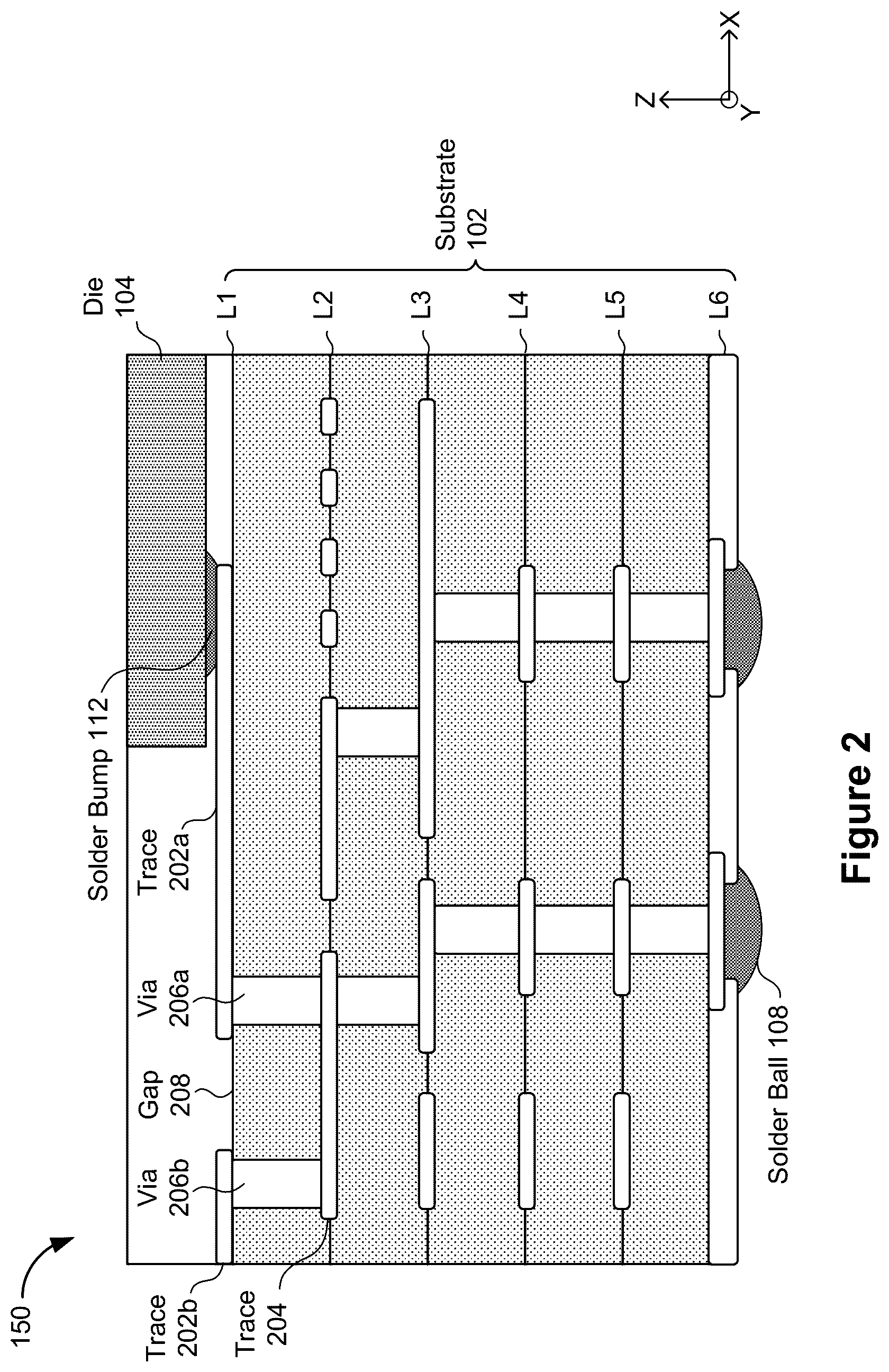 Patent US12622306 Figure 2 – Semiconductor device with optimized underfill flow