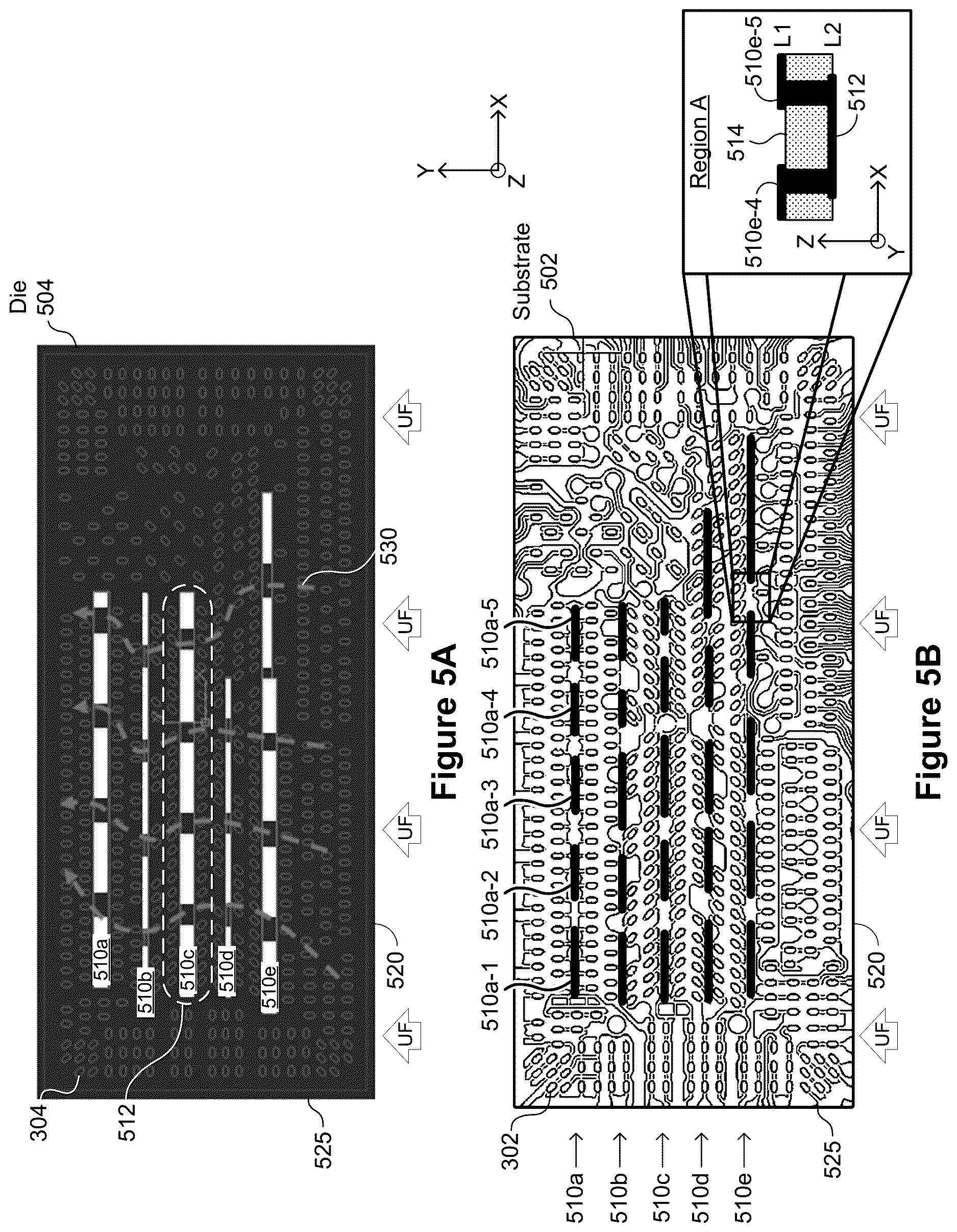 Patent US12622306 Figure 5 – Semiconductor device with optimized underfill flow