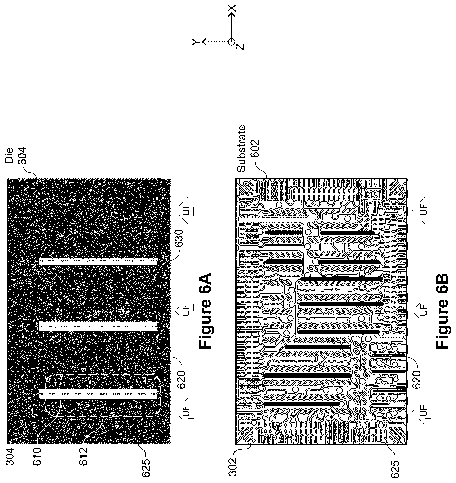 Patent US12622306 Figure 6 – Semiconductor device with optimized underfill flow
