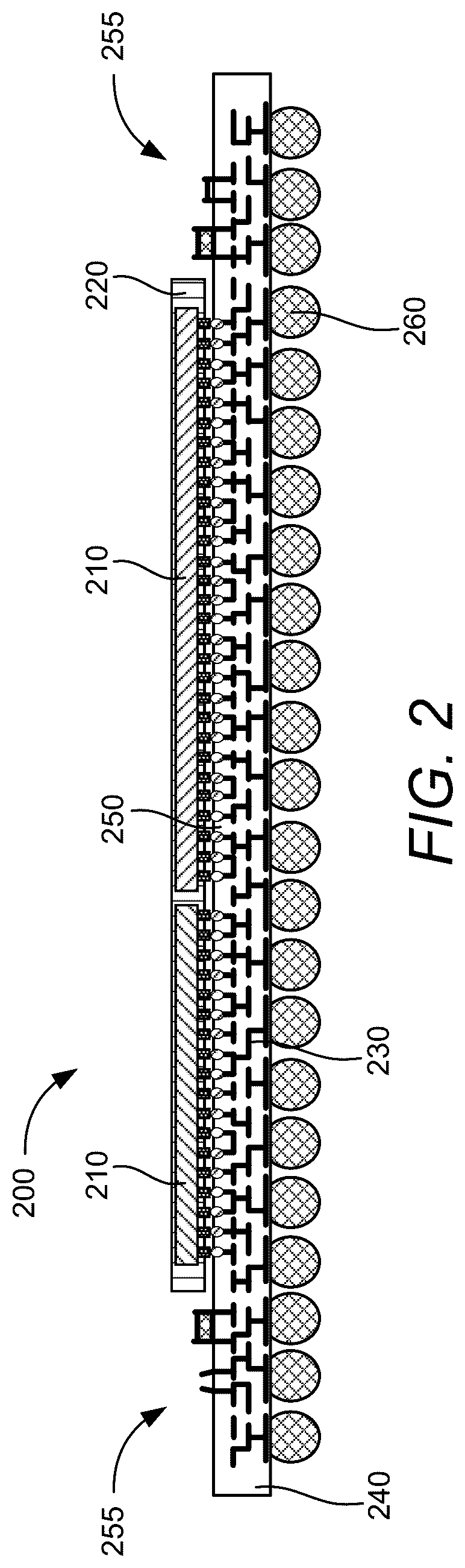 Patent US12622313 Figure 2 – Metal pocket fanout package