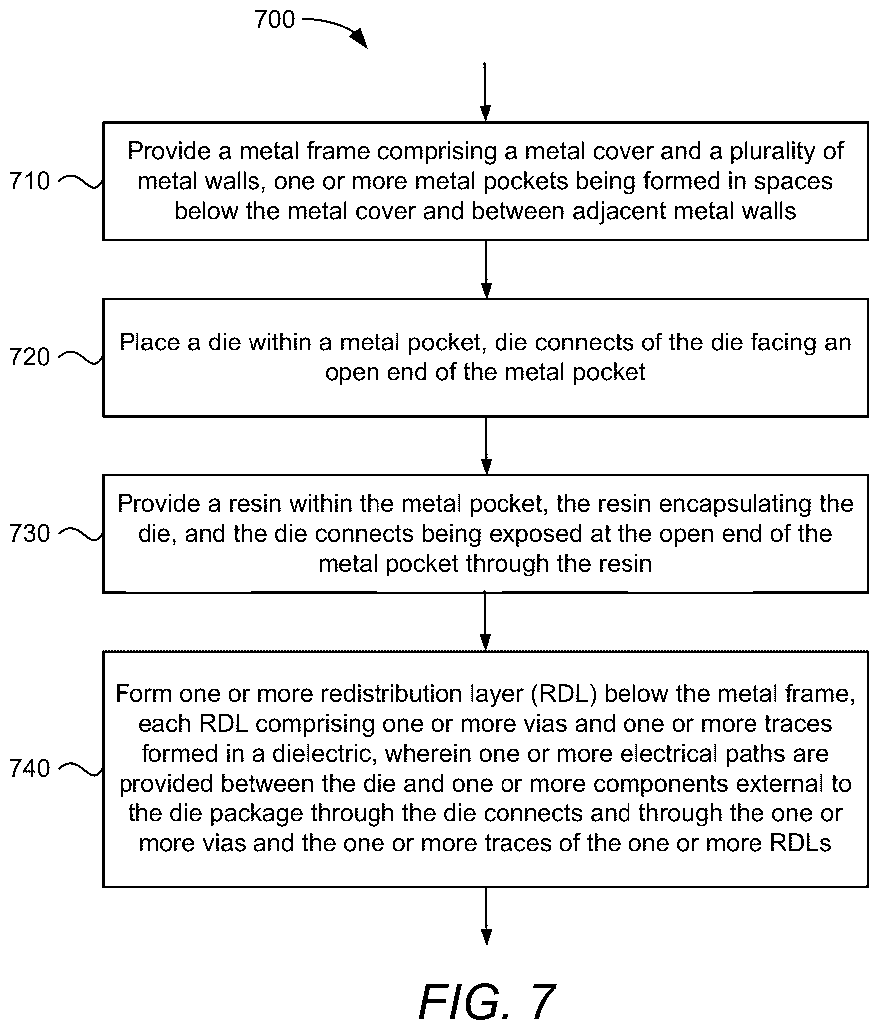 Patent US12622313 Figure 12 – Metal pocket fanout package