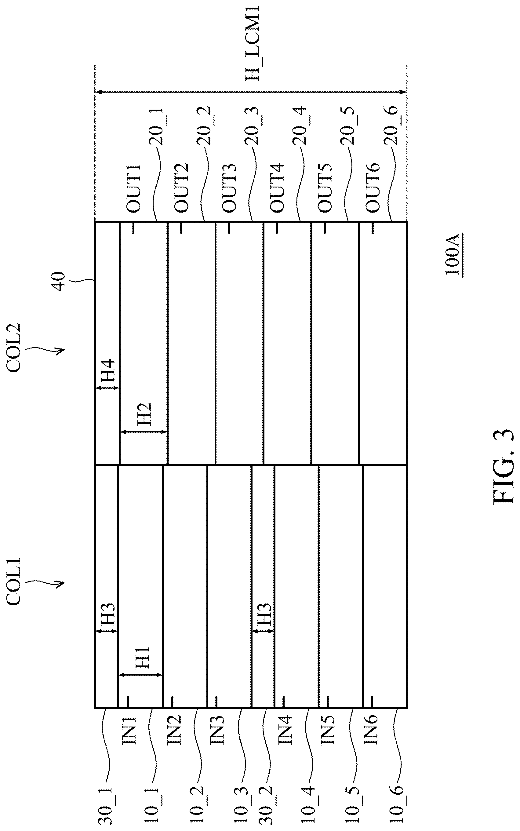 Patent US12622316 Figure 3 – Semiconductor structure of cell array formed by cells with hybrid cell heights