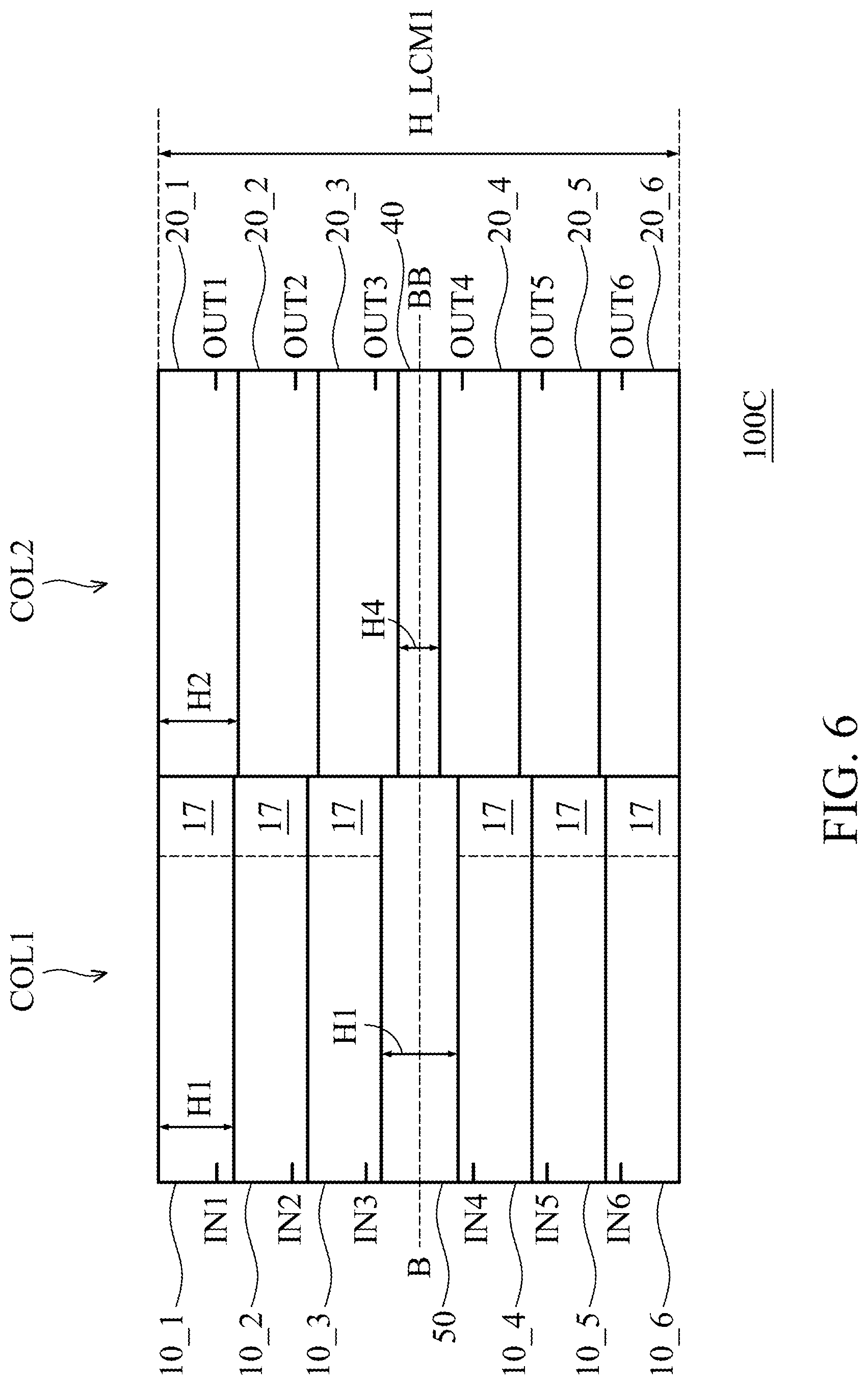 Patent US12622316 Figure 7 – Semiconductor structure of cell array formed by cells with hybrid cell heights