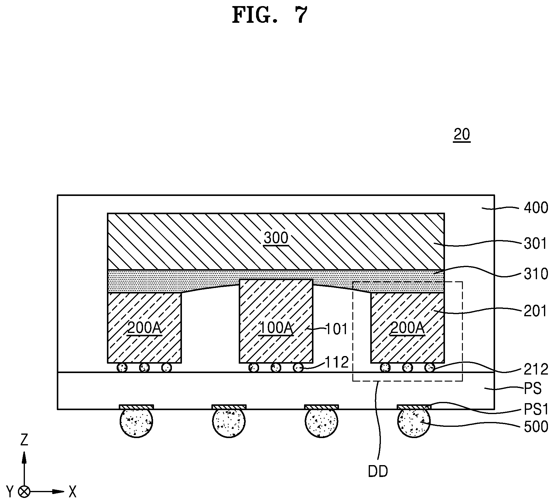 Patent US12622320 Figure 7 – Semiconductor package