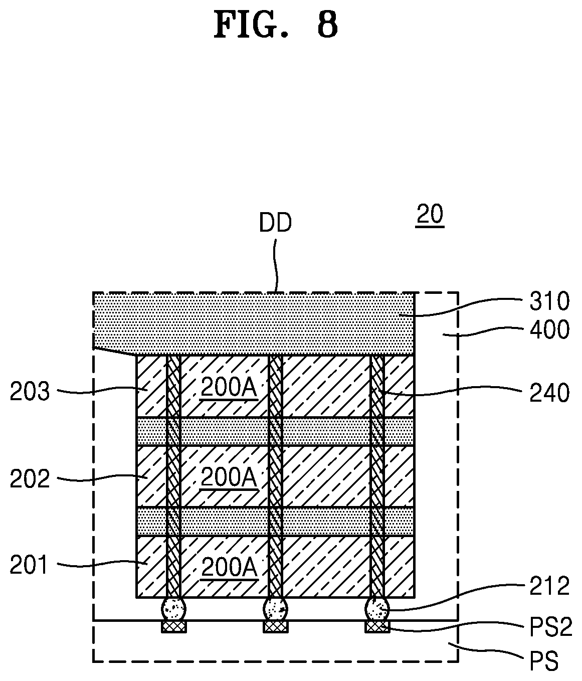 Patent US12622320 Figure 8 – Semiconductor package