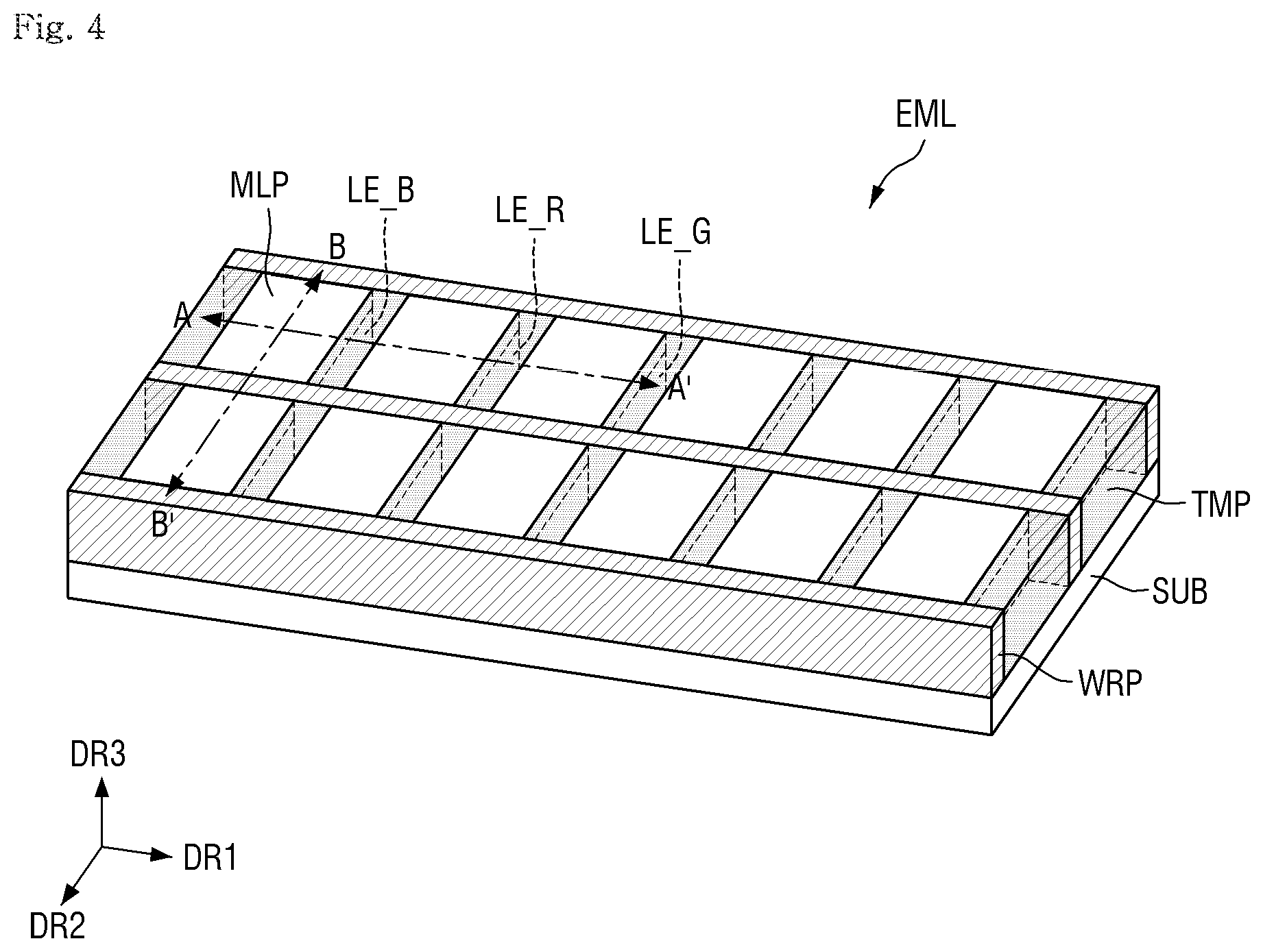 Patent US12622325 Figure 4 – Display device and method of fabricating the same
