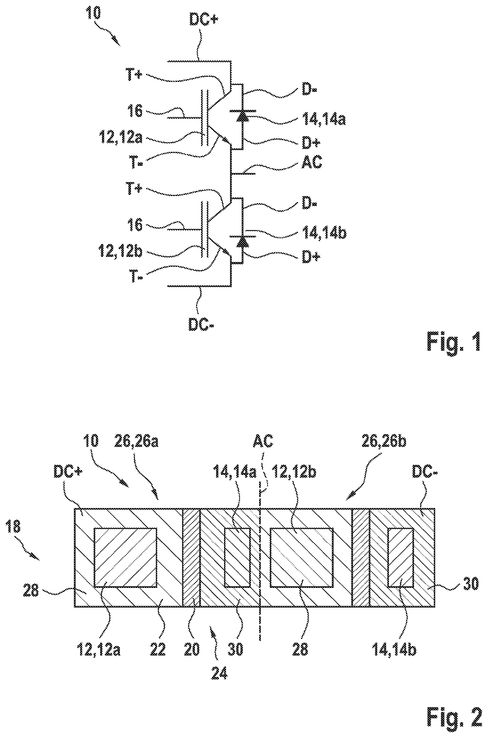 Patent US12622326 Figure 1 – Power semiconductor module with reversed diode