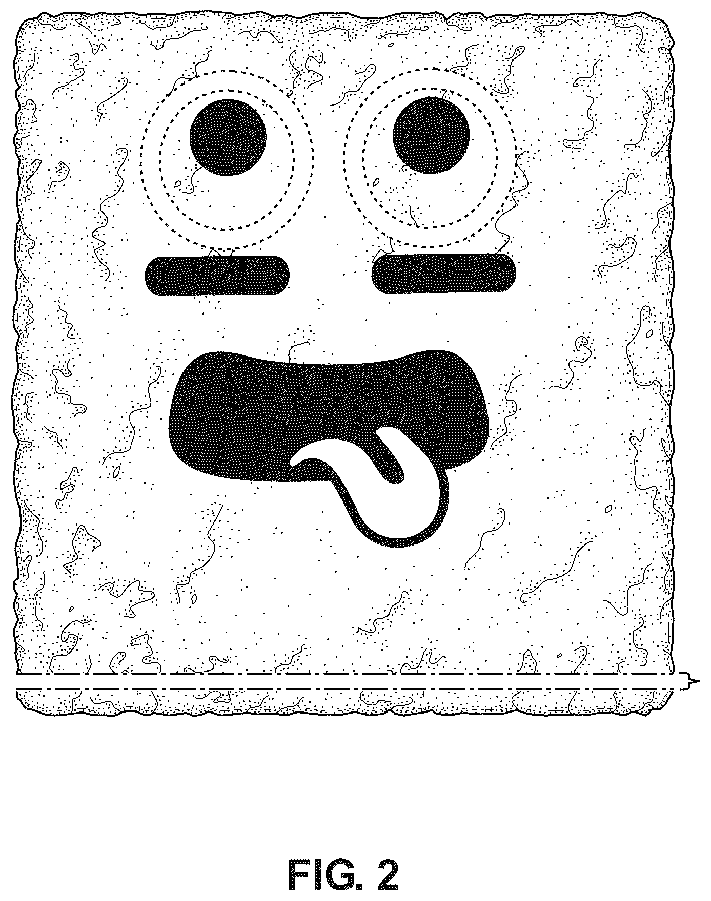Patent USD1123298 Figure 2 – Cereal food piece with emoji