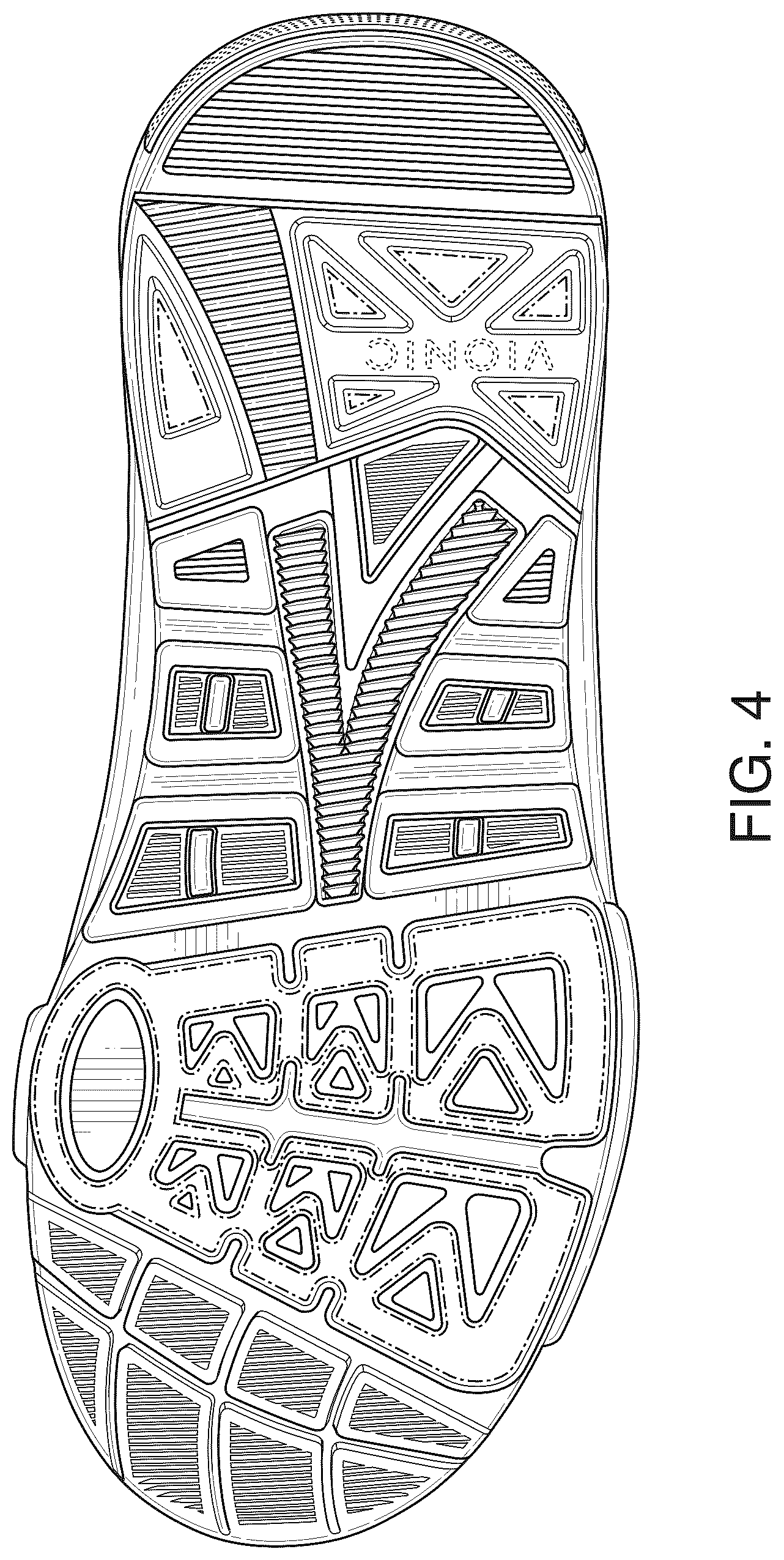 Patent USD1123334 Figure 4 – Shoe sole