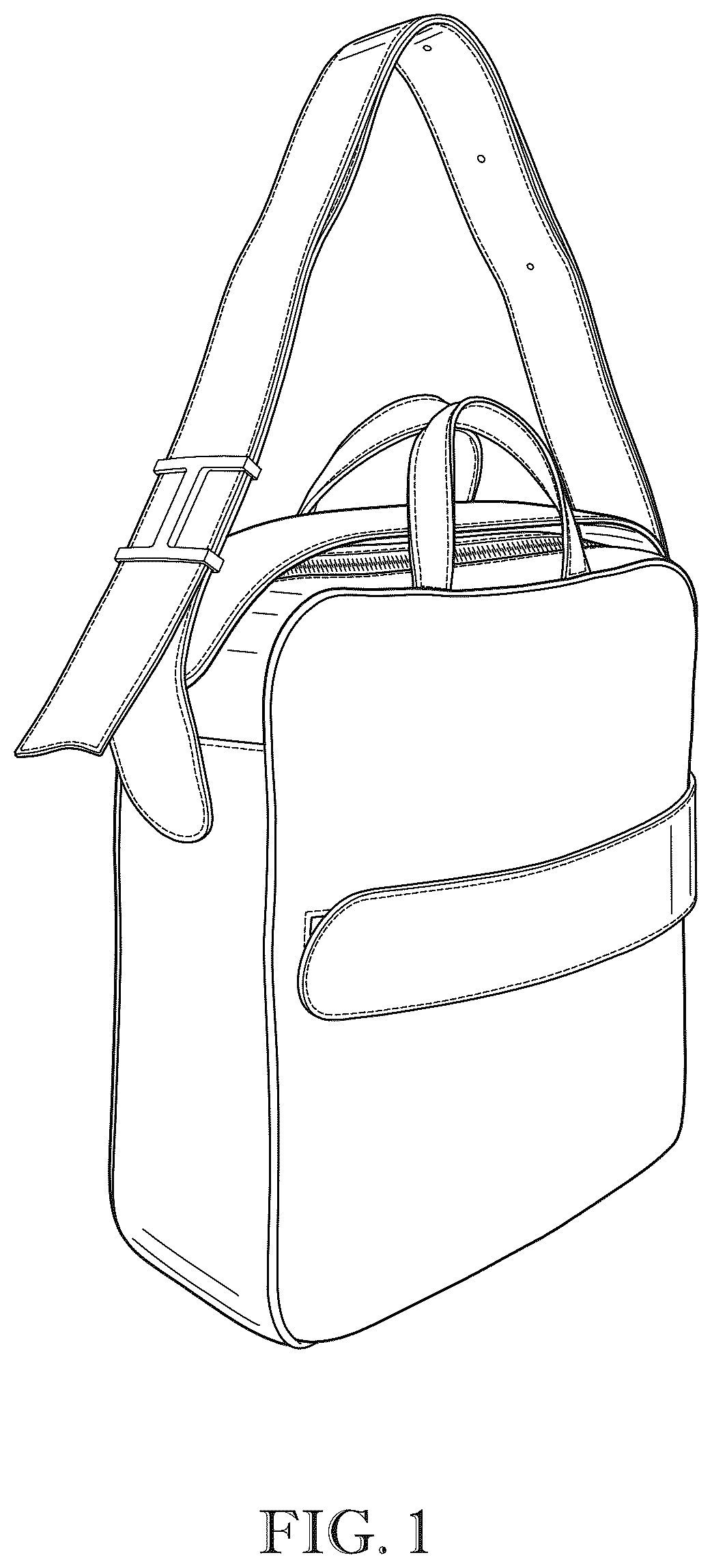 Patent USD1123368 Figure 1 – Shoulder bag