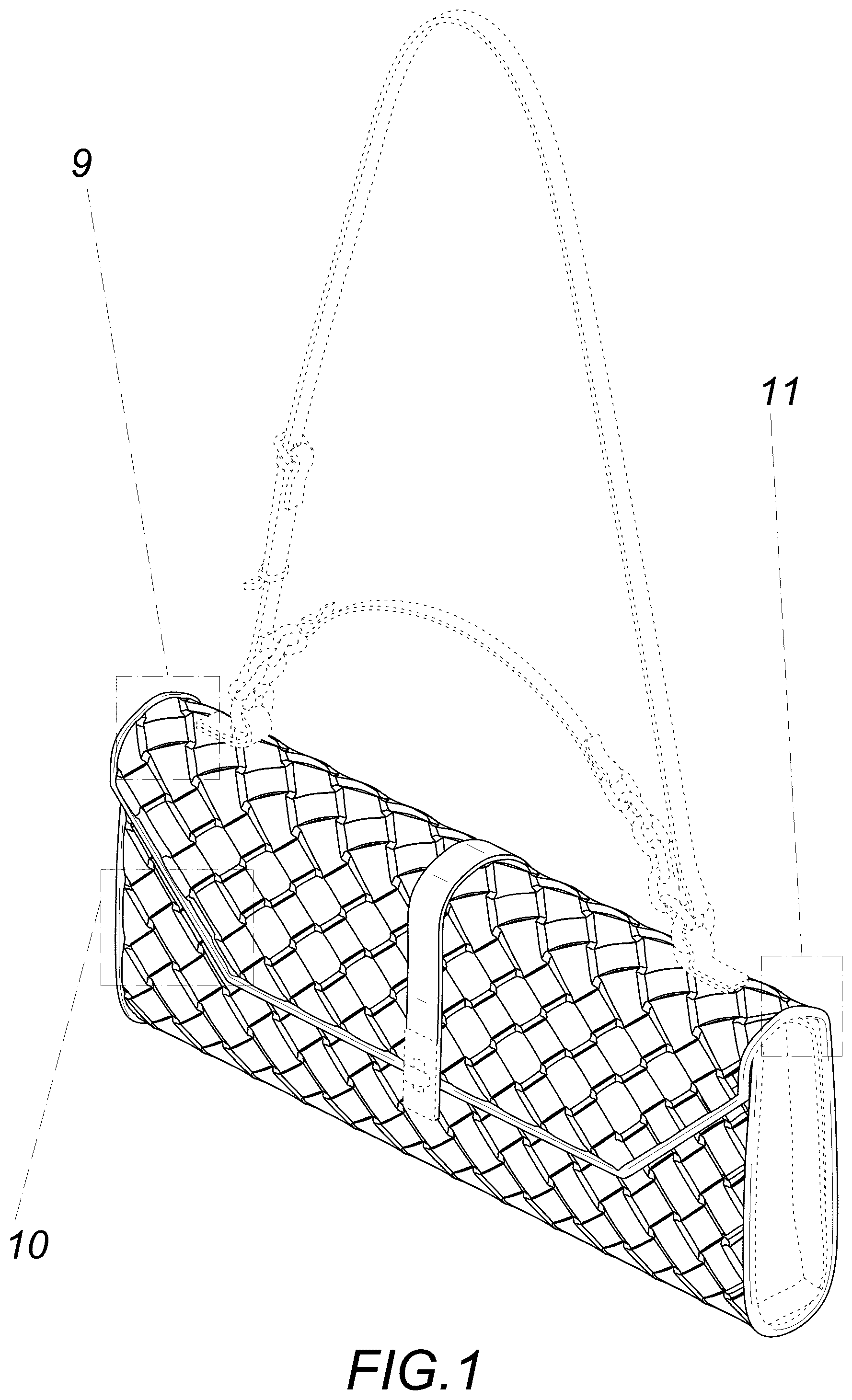 Patent USD1123372 Figure 1 – Evening bag