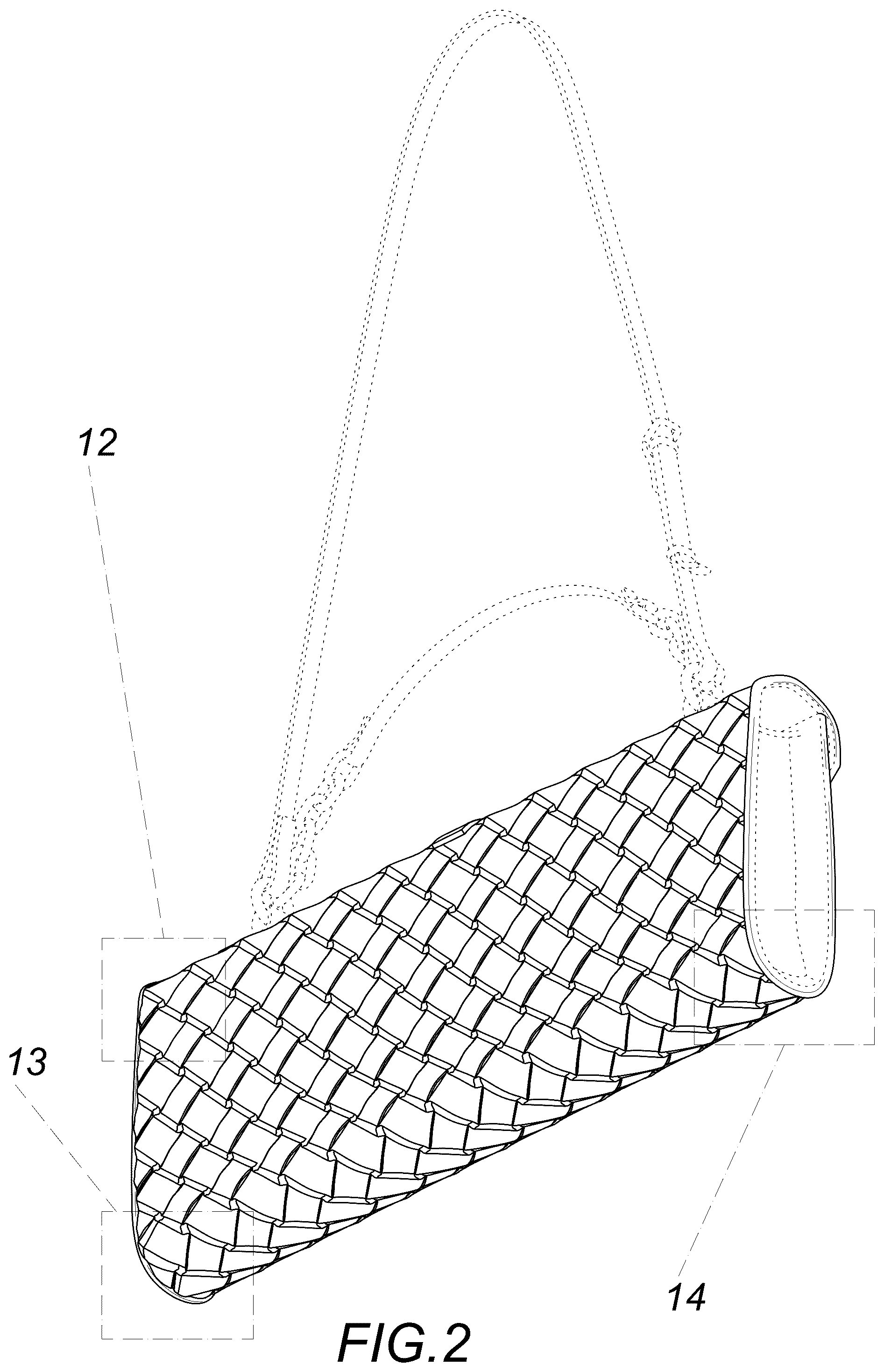 Patent USD1123372 Figure 2 – Evening bag