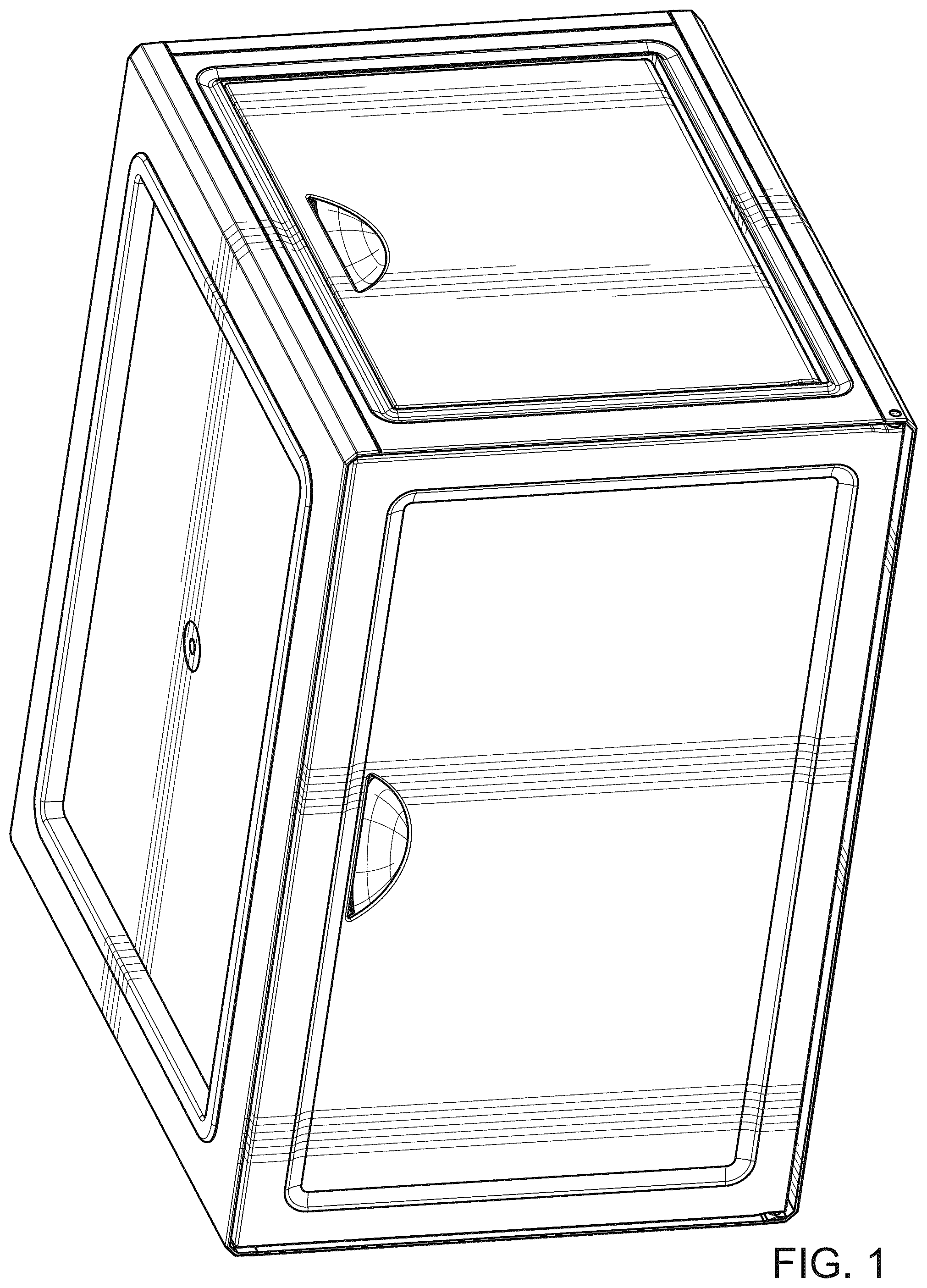 Patent USD1123385 Figure 1 – Shoebox display