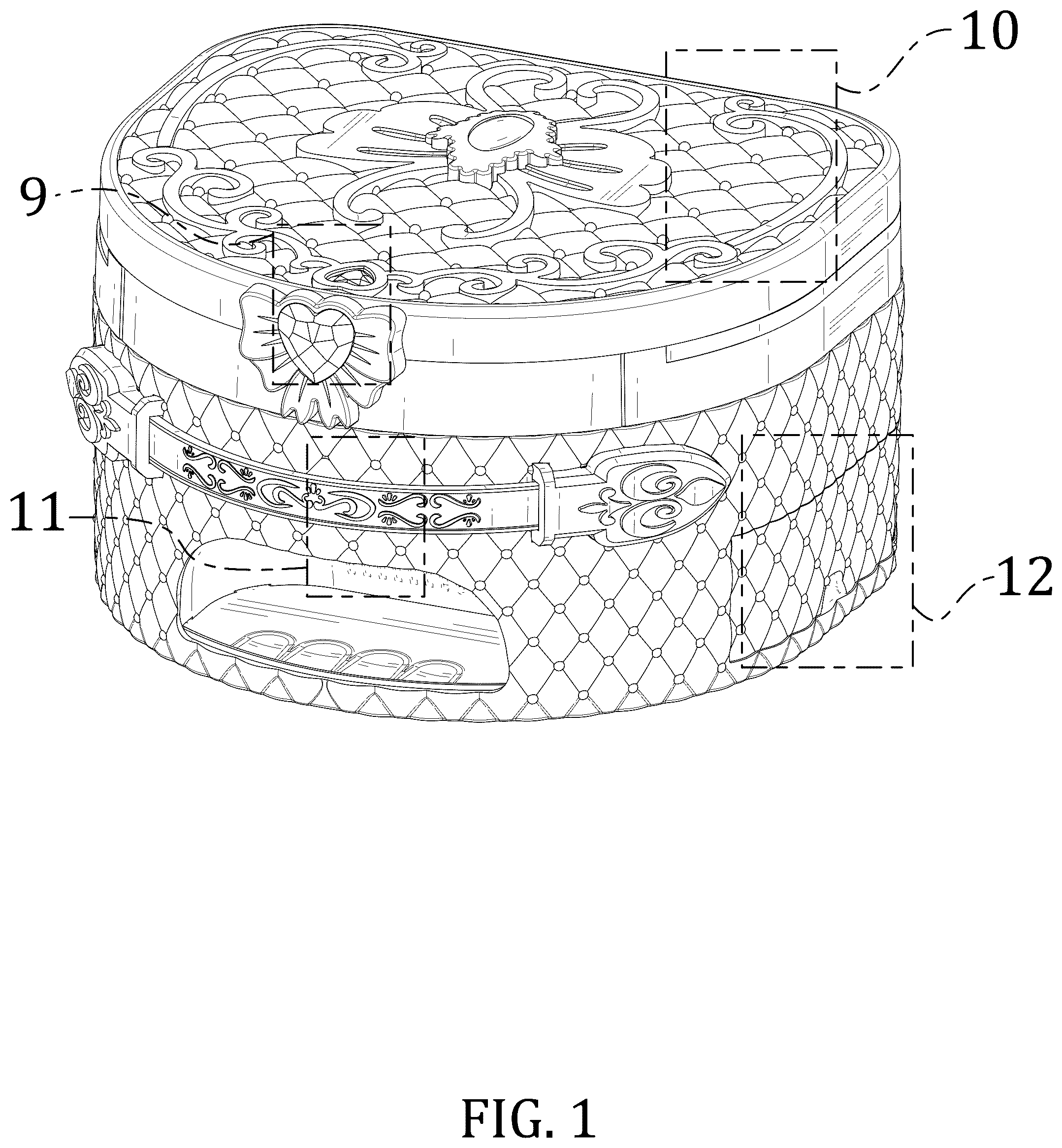 Patent USD1123388 Figure 1 – Makeup box