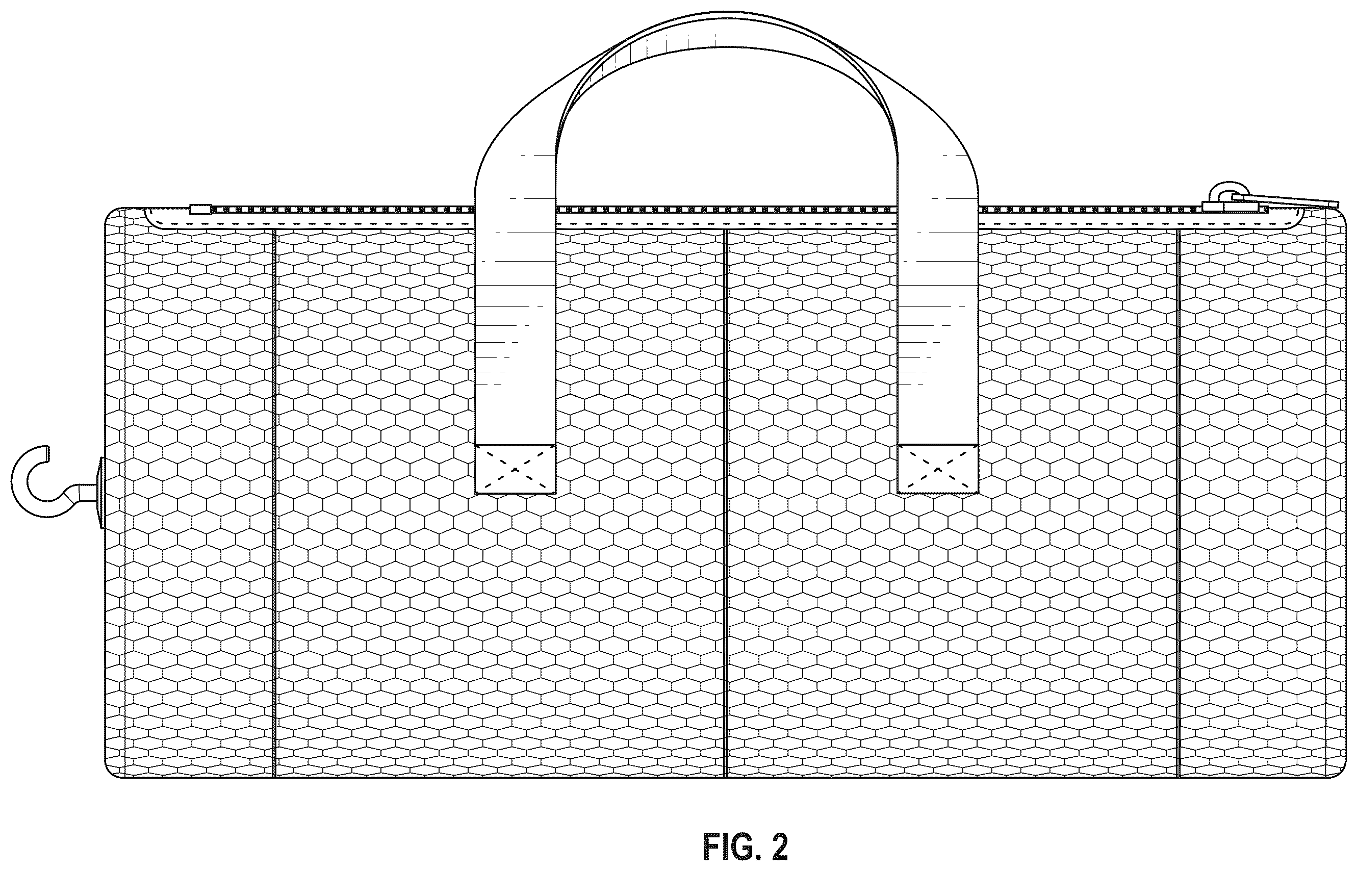 Patent USD1123389 Figure 2 – Mesh duffle bag