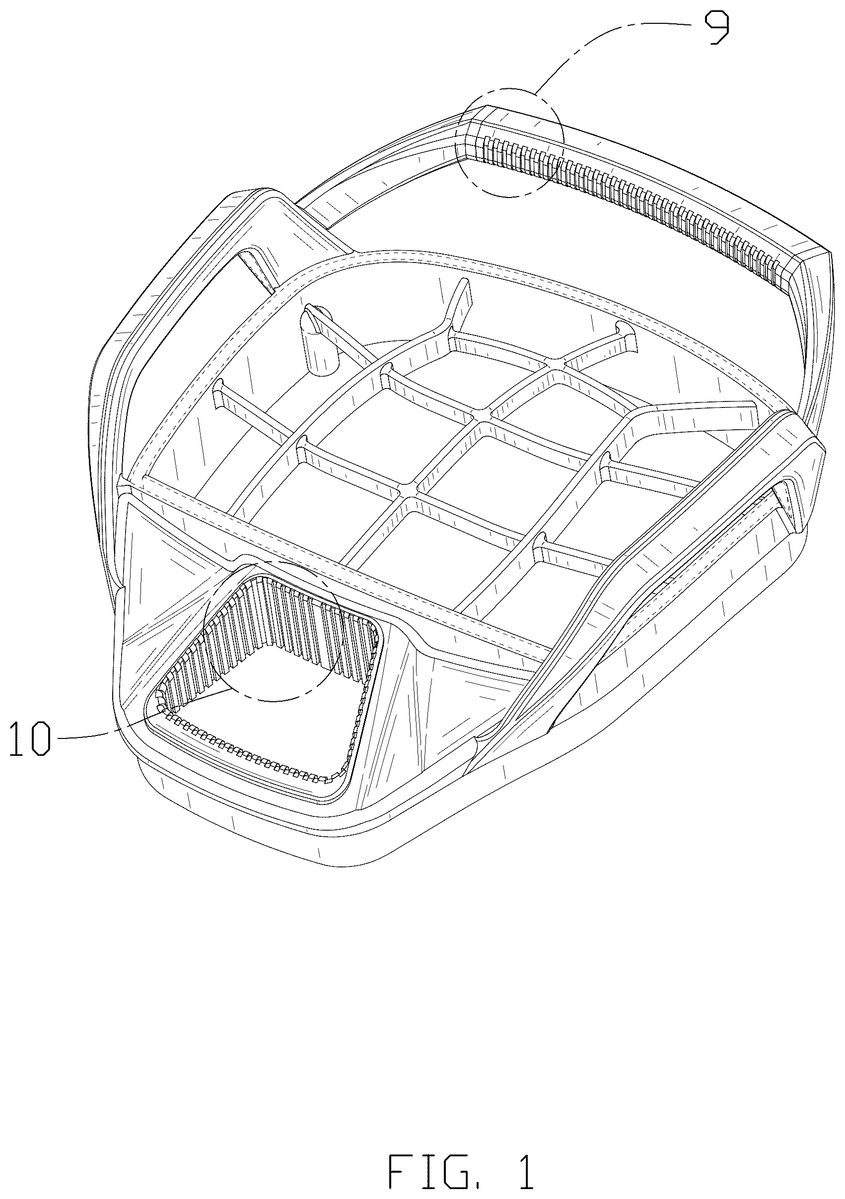Patent USD1123399 Figure 1 – Golf bag divider top