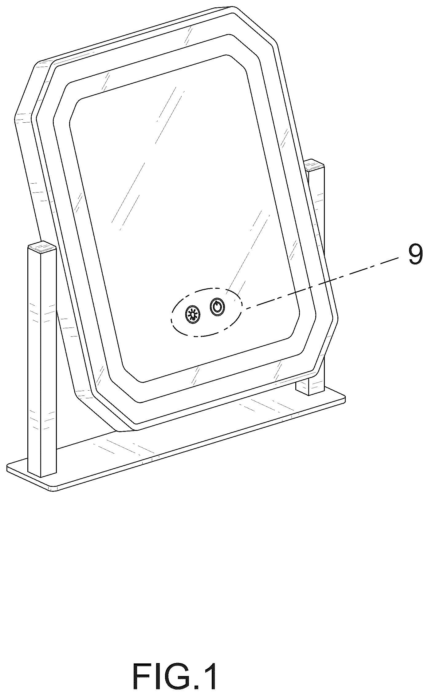 Patent USD1123414 Figure 1 – Makeup mirror
