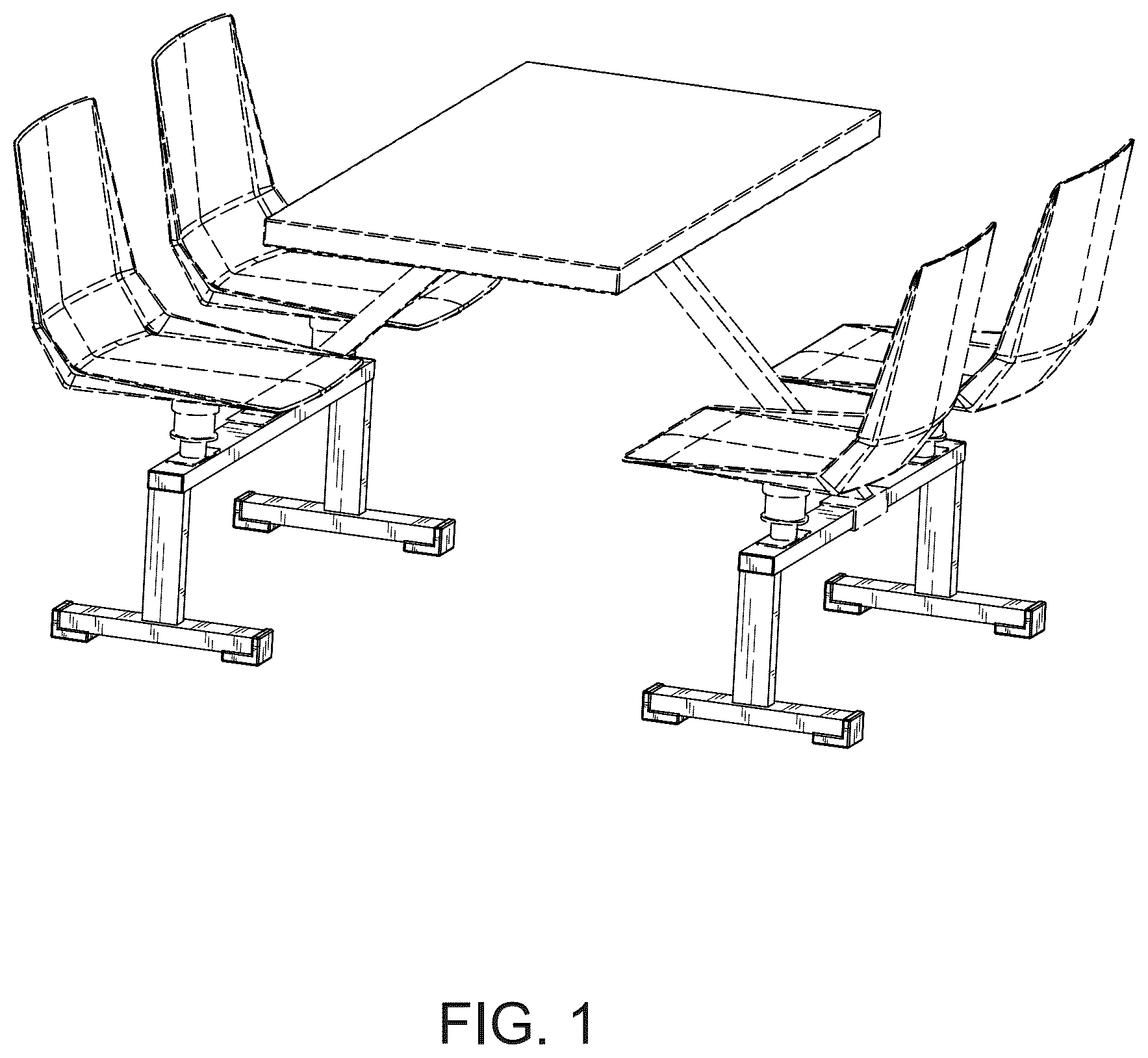 Patent USD1123419 Figure 1 – Cluster swivel booth
