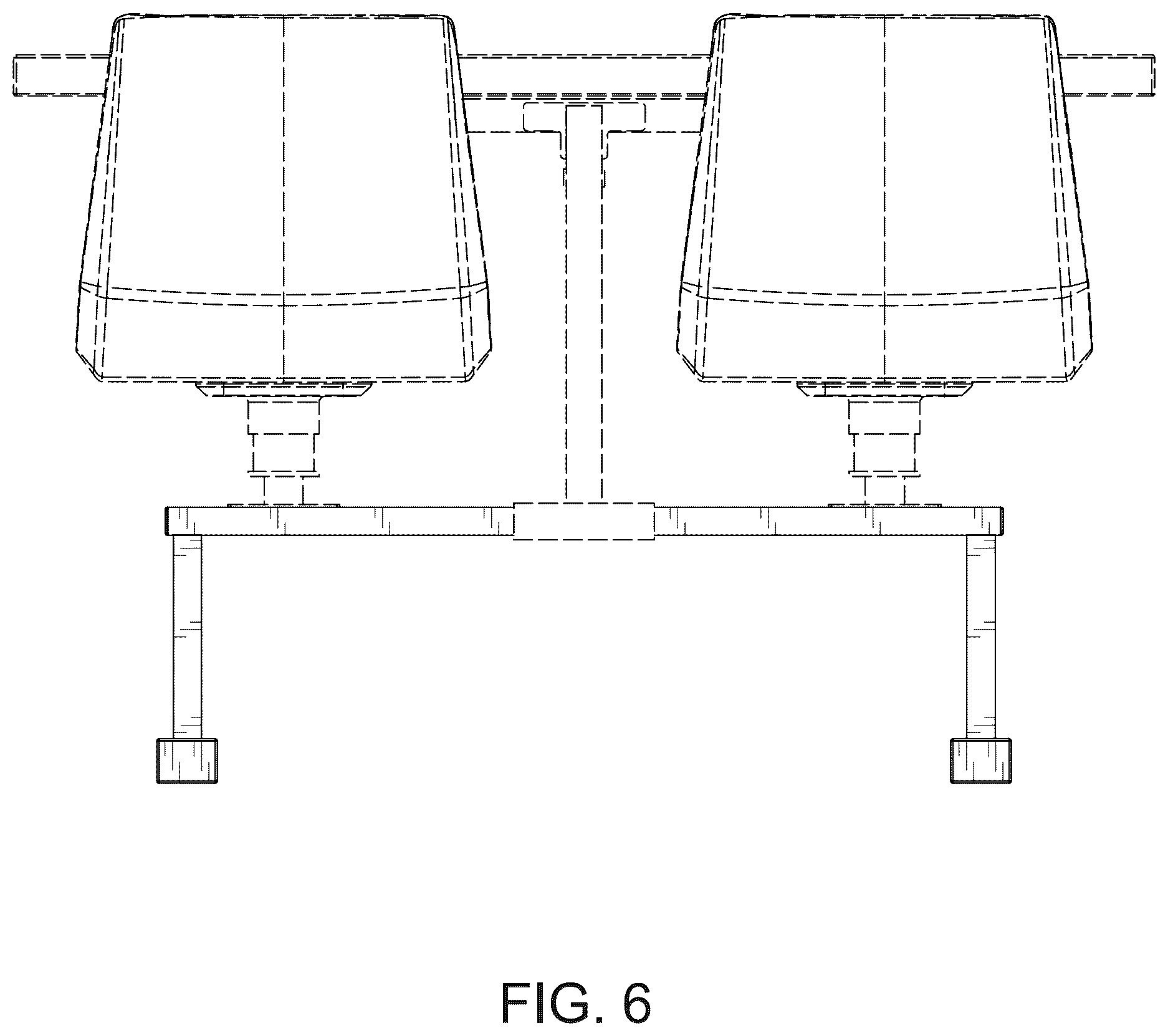 Patent USD1123419 Figure 6 – Cluster swivel booth