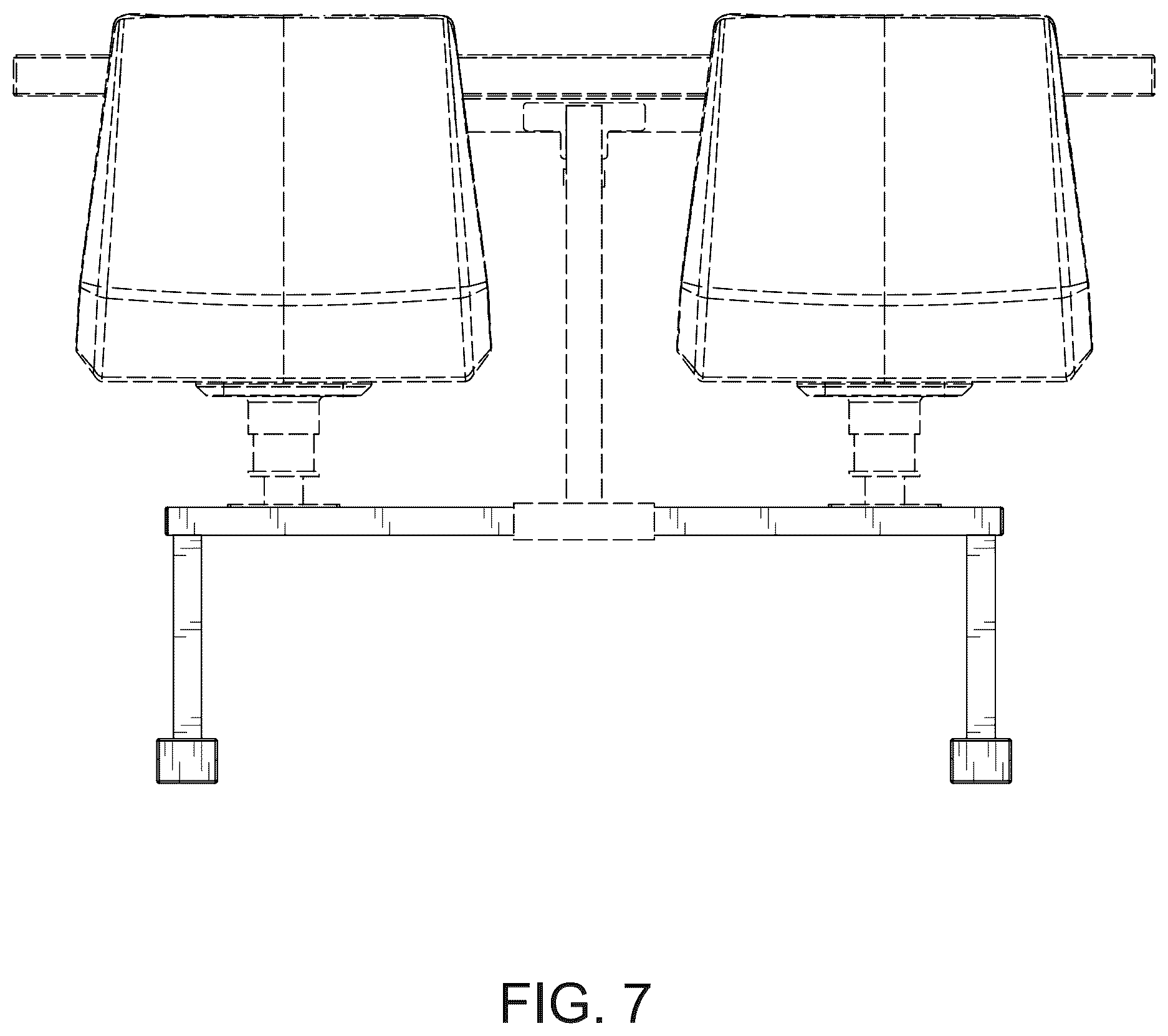 Patent USD1123419 Figure 7 – Cluster swivel booth