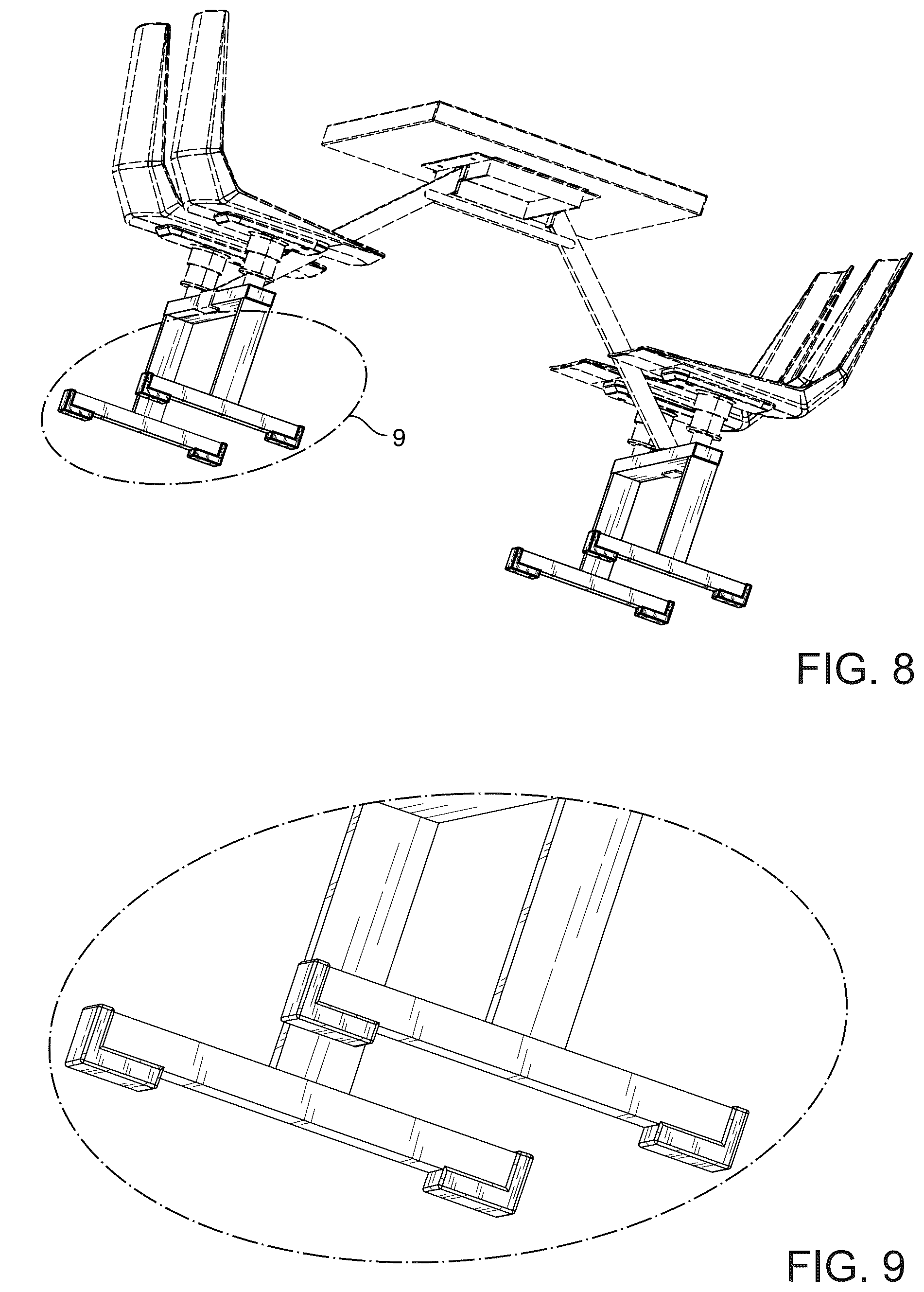 Patent USD1123419 Figure 8 – Cluster swivel booth