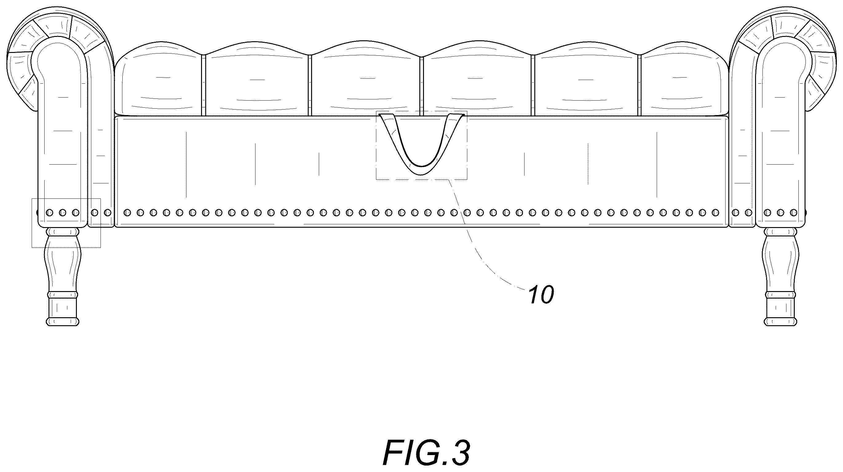Patent USD1123425 Figure 3 – Bench