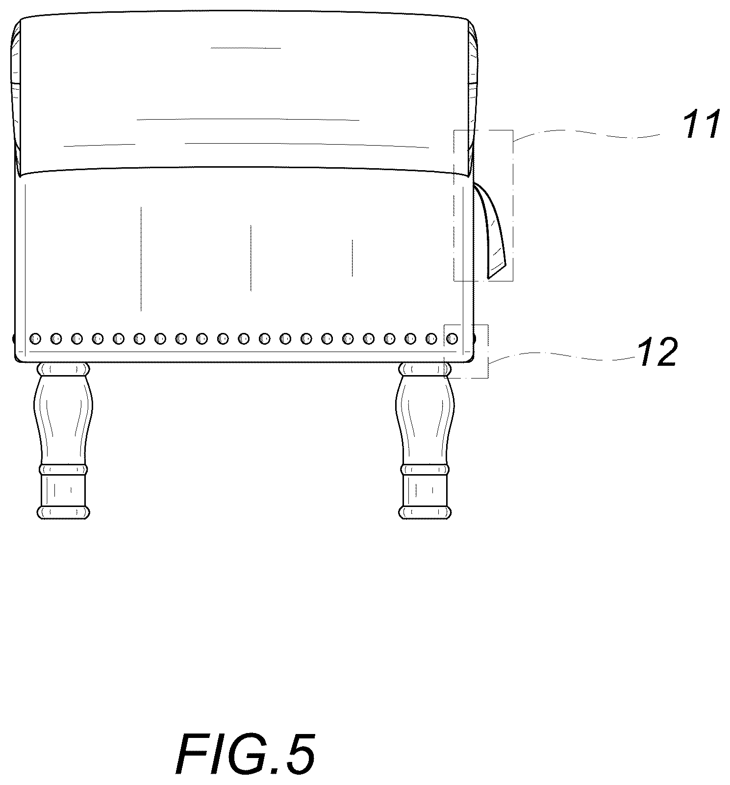 Patent USD1123425 Figure 5 – Bench