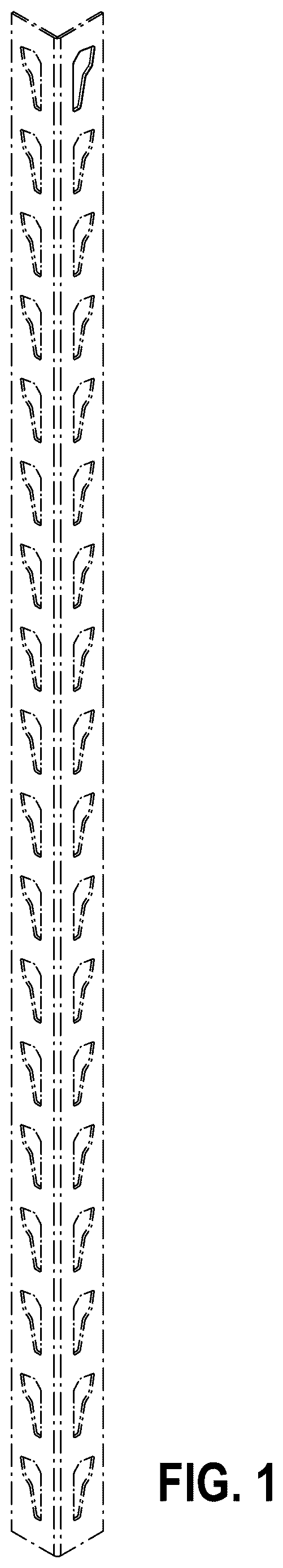 Patent USD1123478 Figure 1 – Post keyhole of a shelving unit
