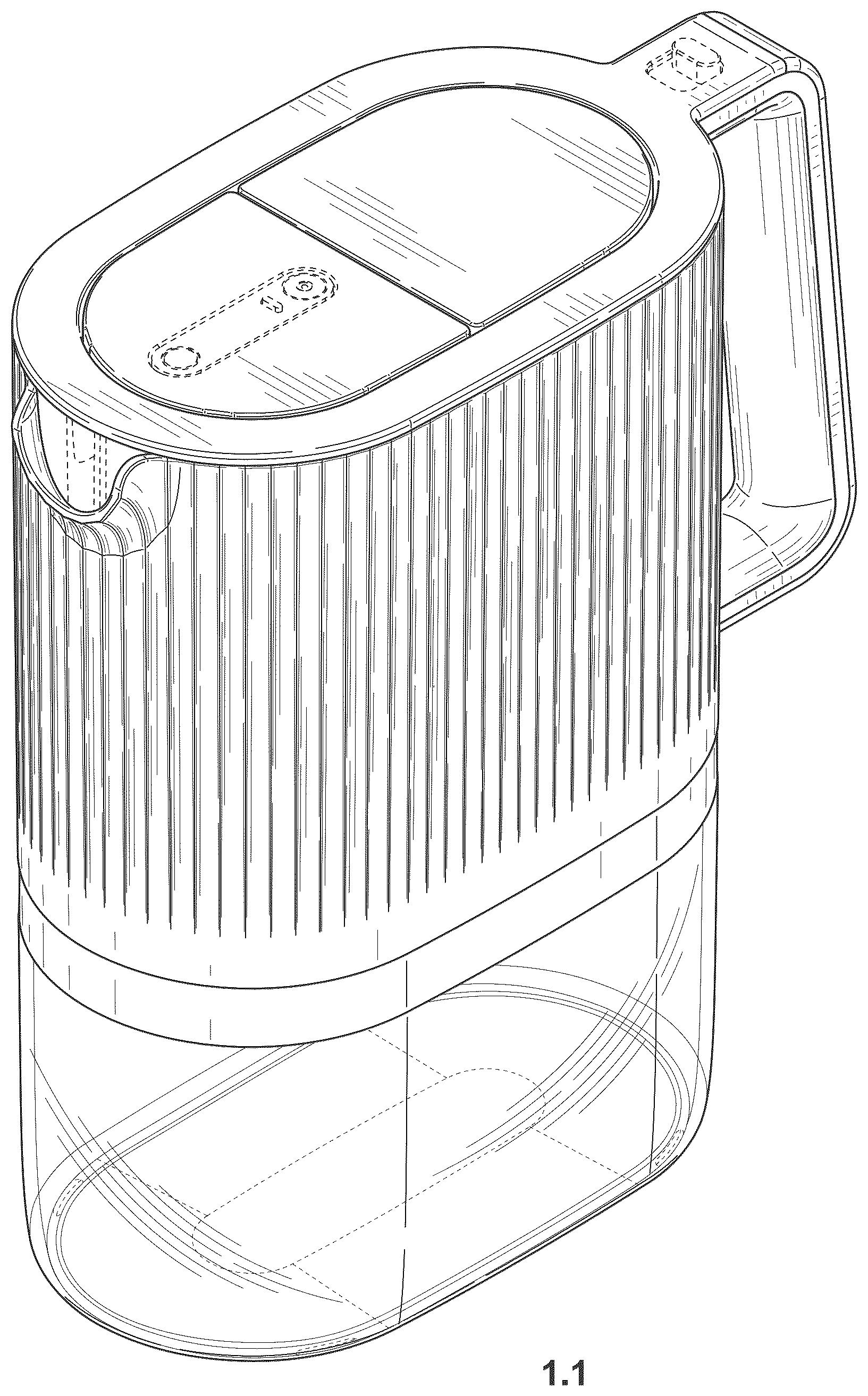 Patent USD1123491 Figure 1 – Water filter jug