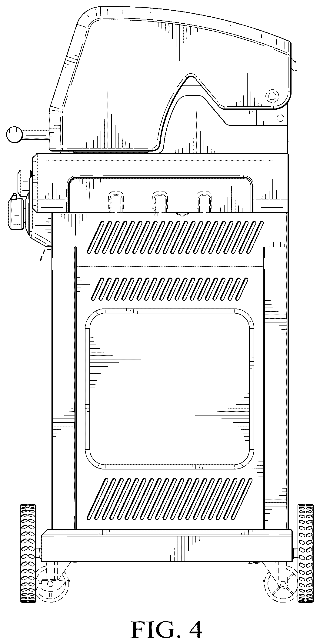 Patent USD1123498 Figure 4 – Three-burner grill