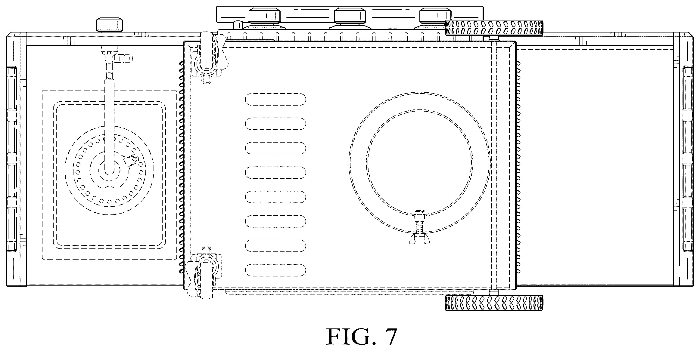 Patent USD1123498 Figure 7 – Three-burner grill