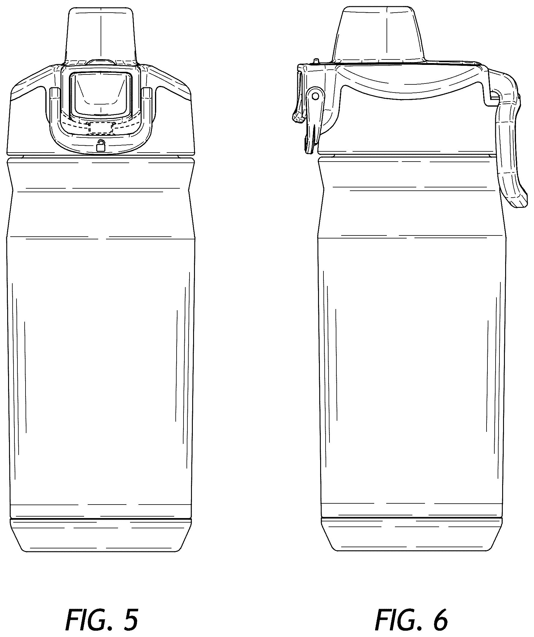 Patent USD1123520 Figure 4 – Container with lockable flip top lid and handle