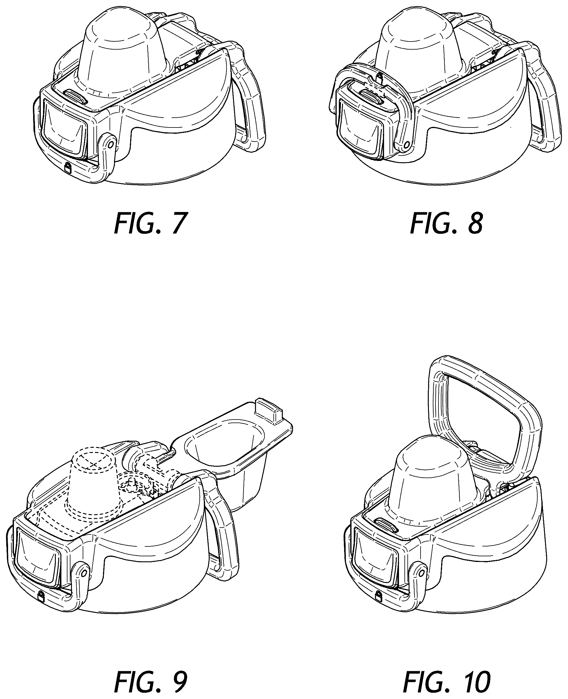 Patent USD1123520 Figure 5 – Container with lockable flip top lid and handle