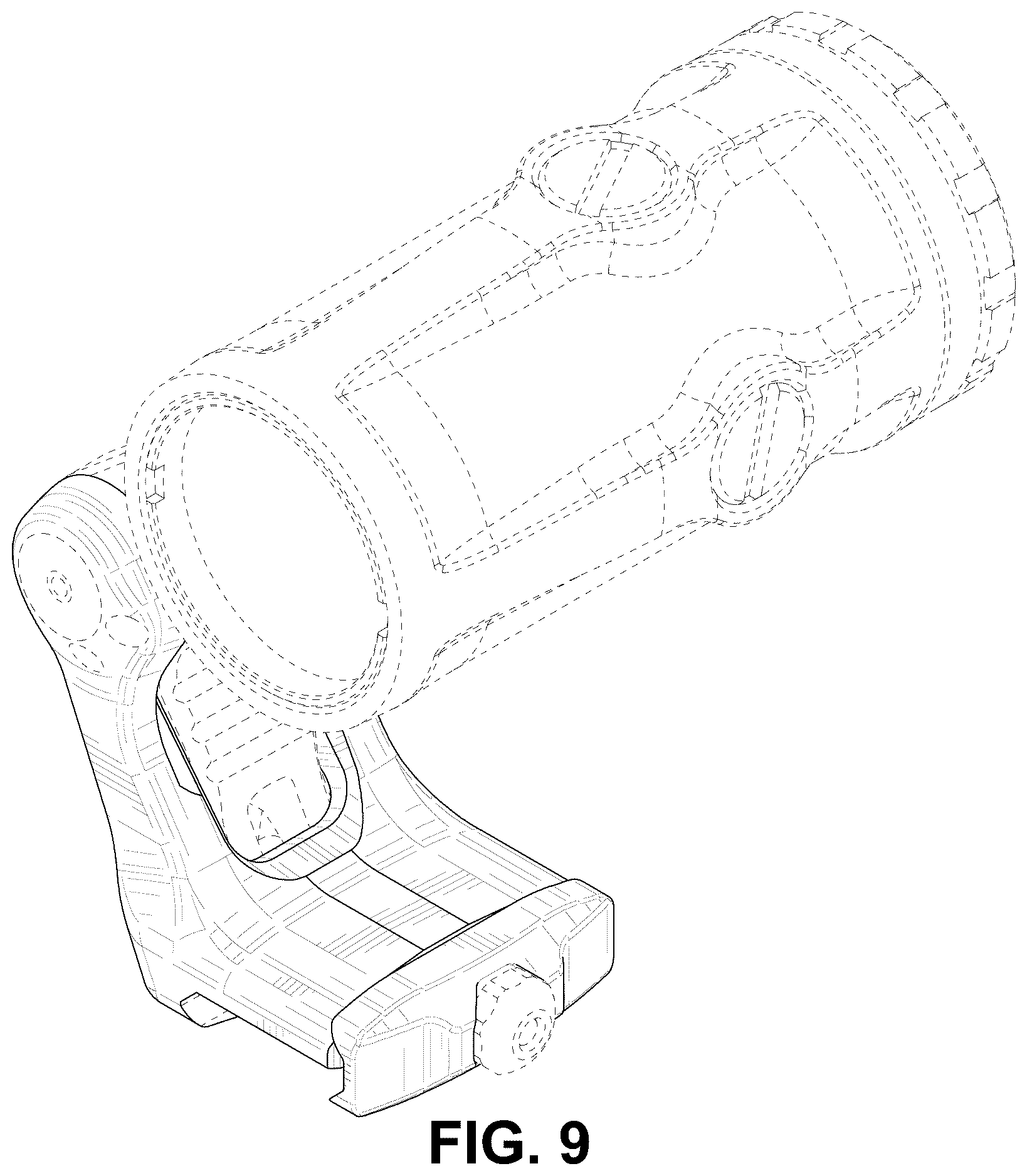 Patent USD1123586 Figure 5 – Accessory rail clamping device