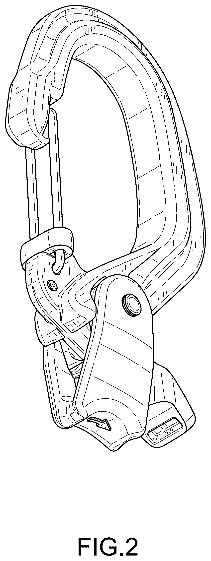 Patent USD1123587 Figure 2 – Rope restraining carabiner