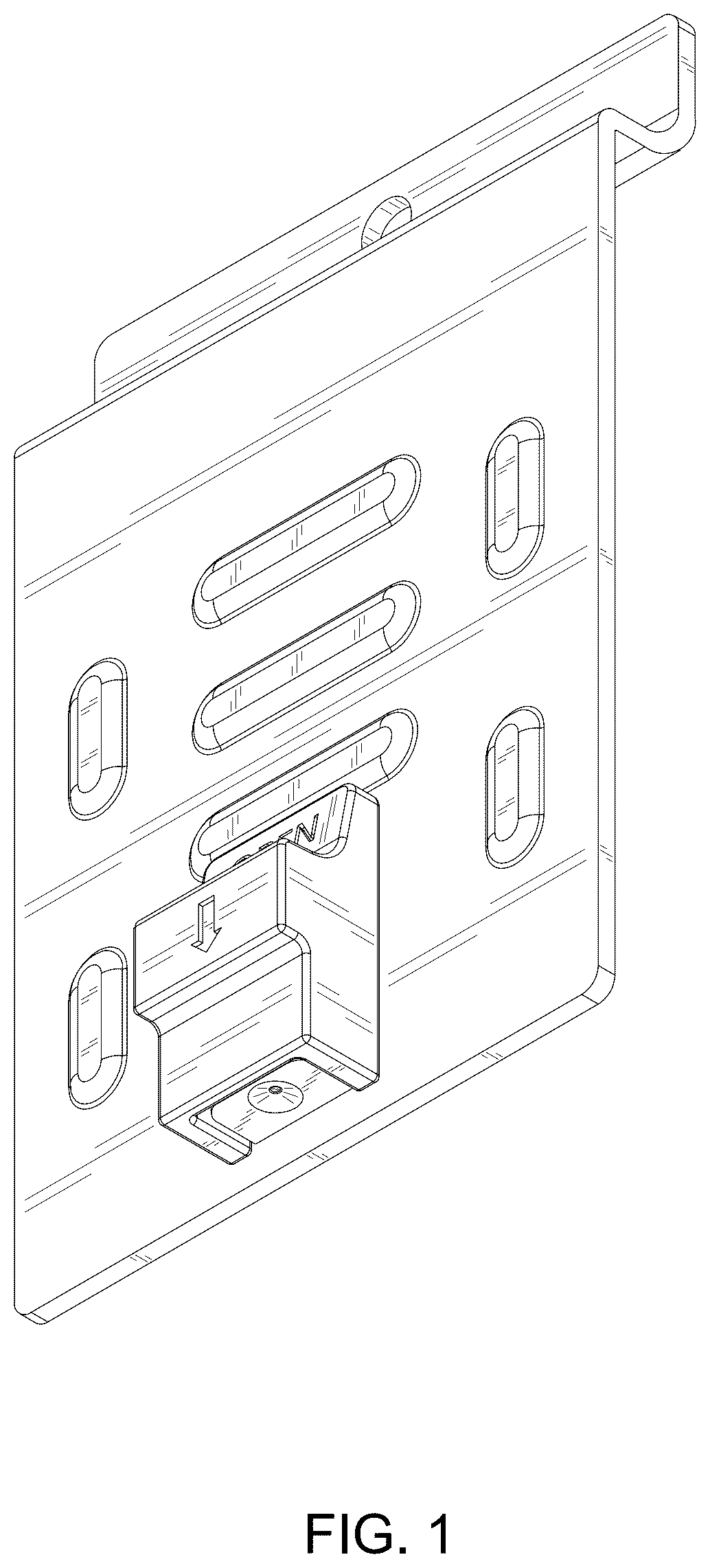 Patent USD1123593 Figure 1 – Backplate for slatwall