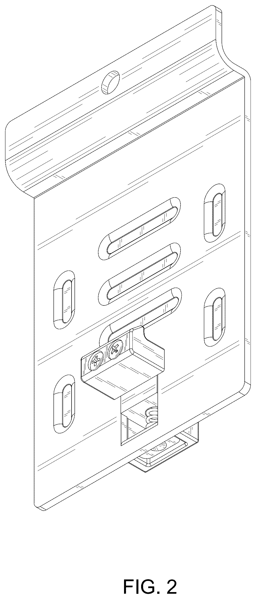 Patent USD1123593 Figure 2 – Backplate for slatwall