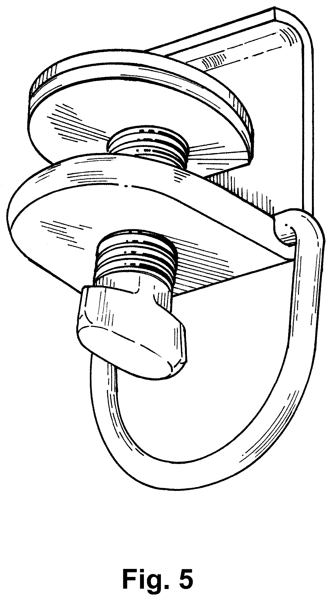 Patent USD1123603 Figure 3 – Clamp with loop hanger