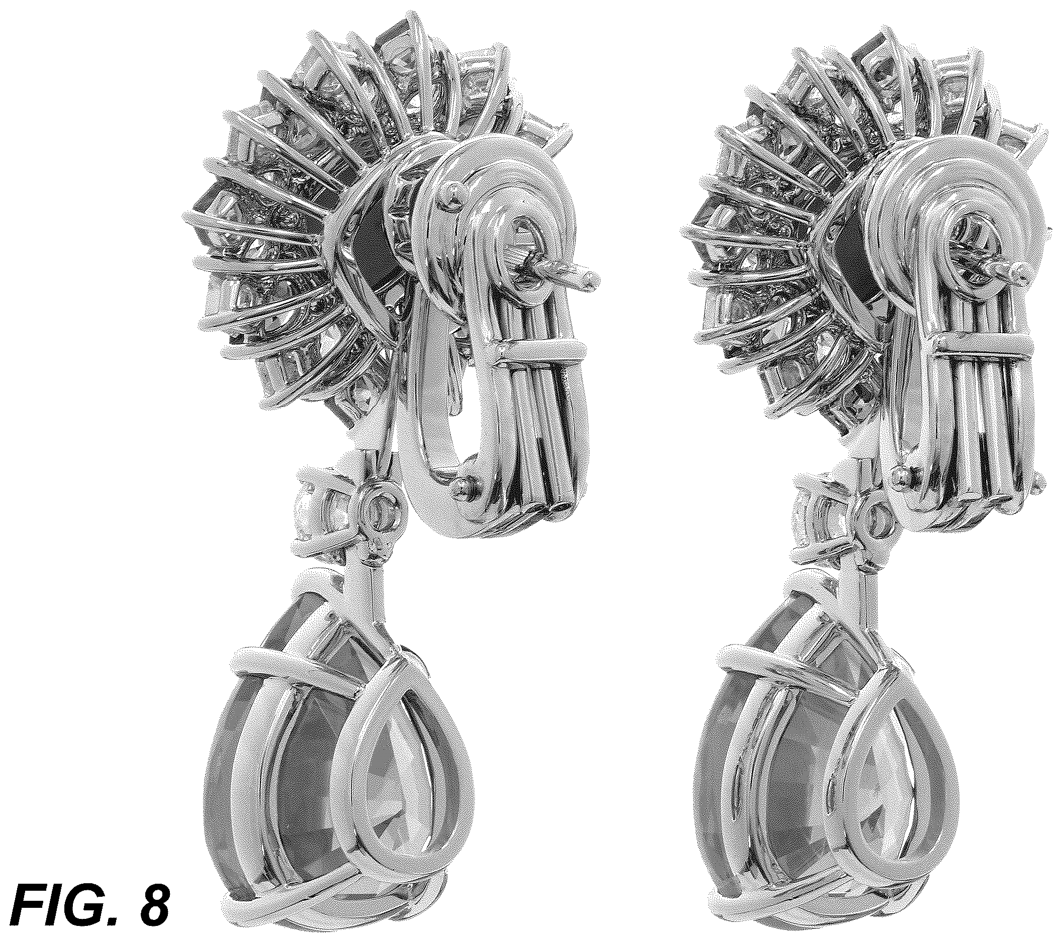 Patent USD1123693 Figure 8 – Pair of earrings