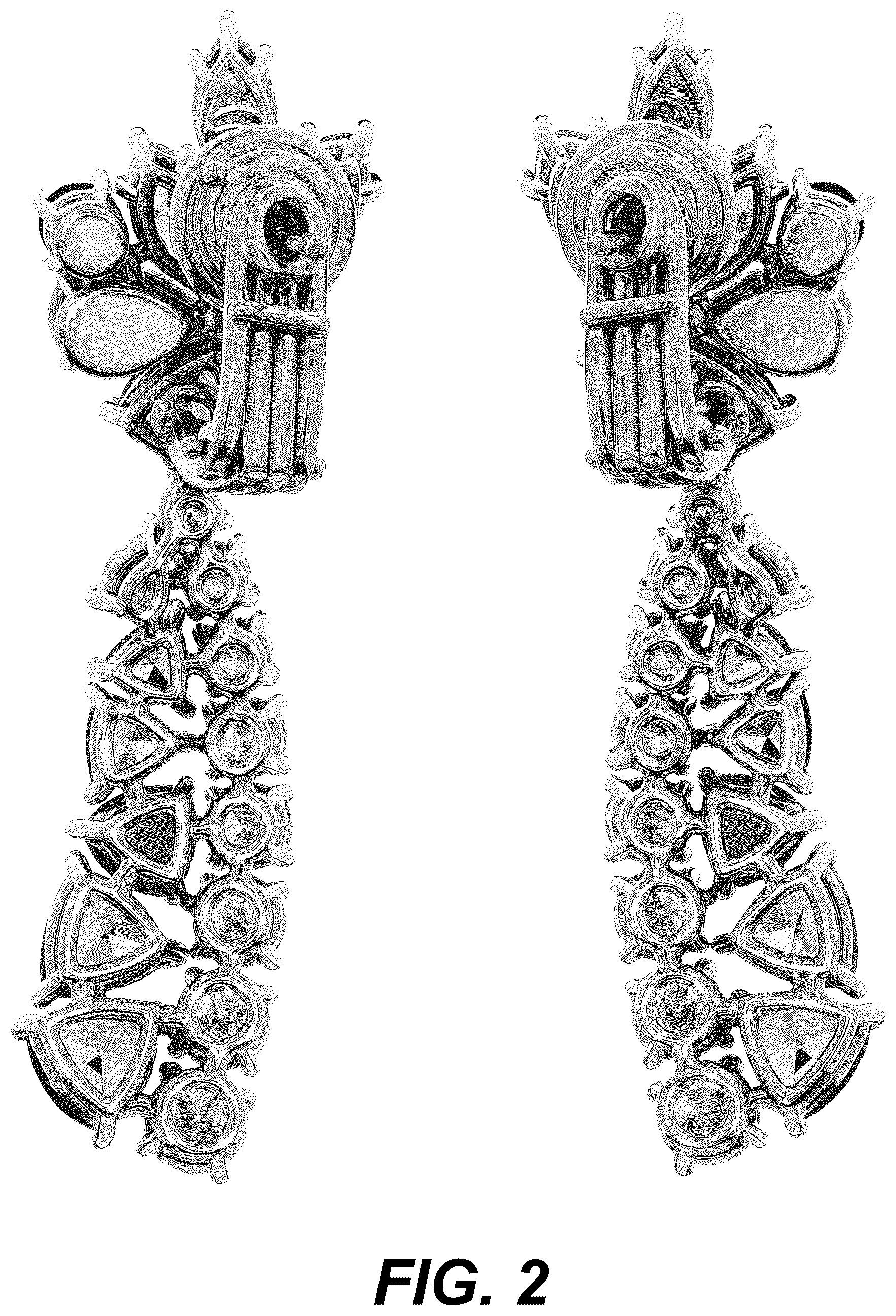 Patent USD1123694 Figure 2 – Pair of earrings