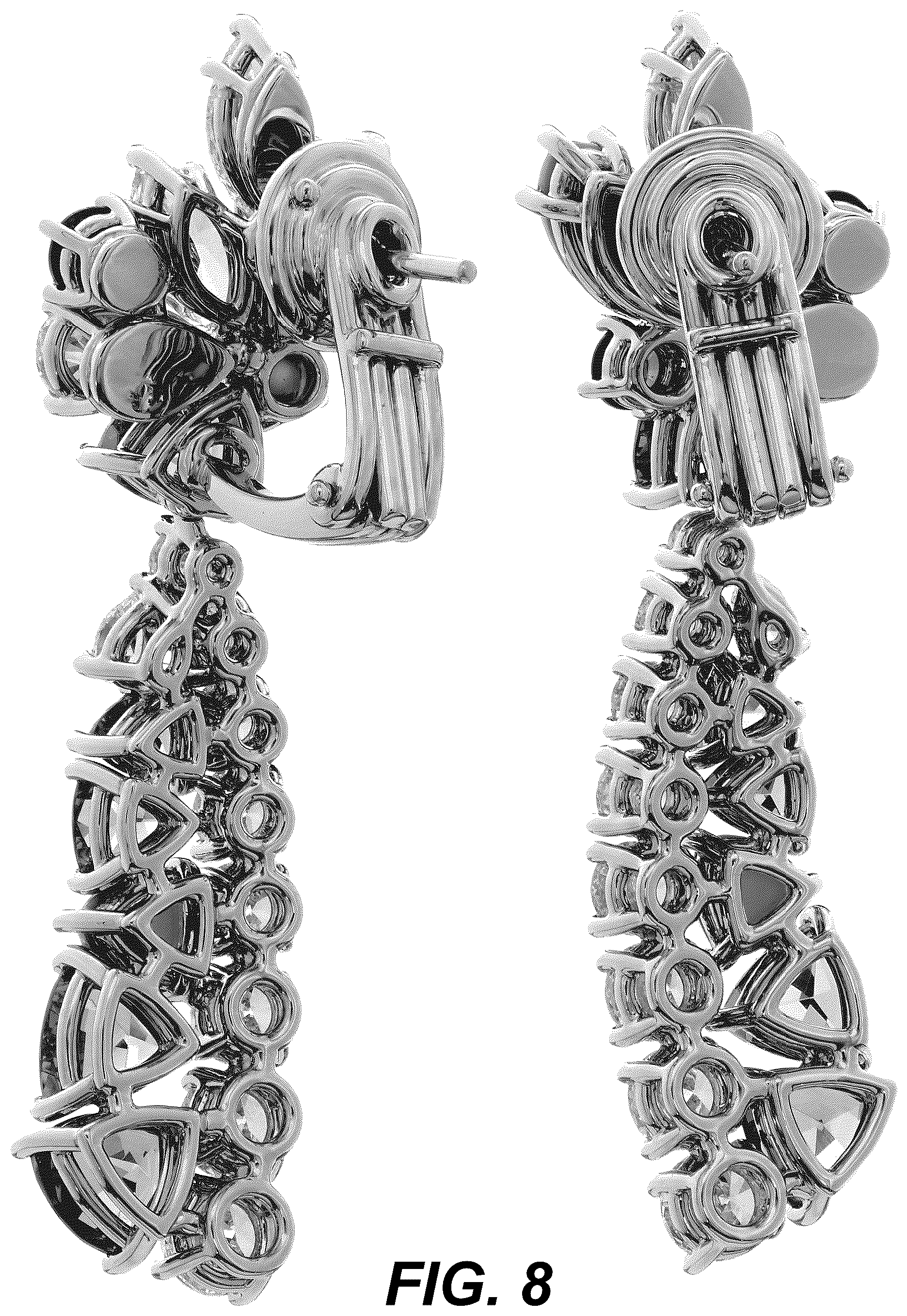 Patent USD1123694 Figure 8 – Pair of earrings