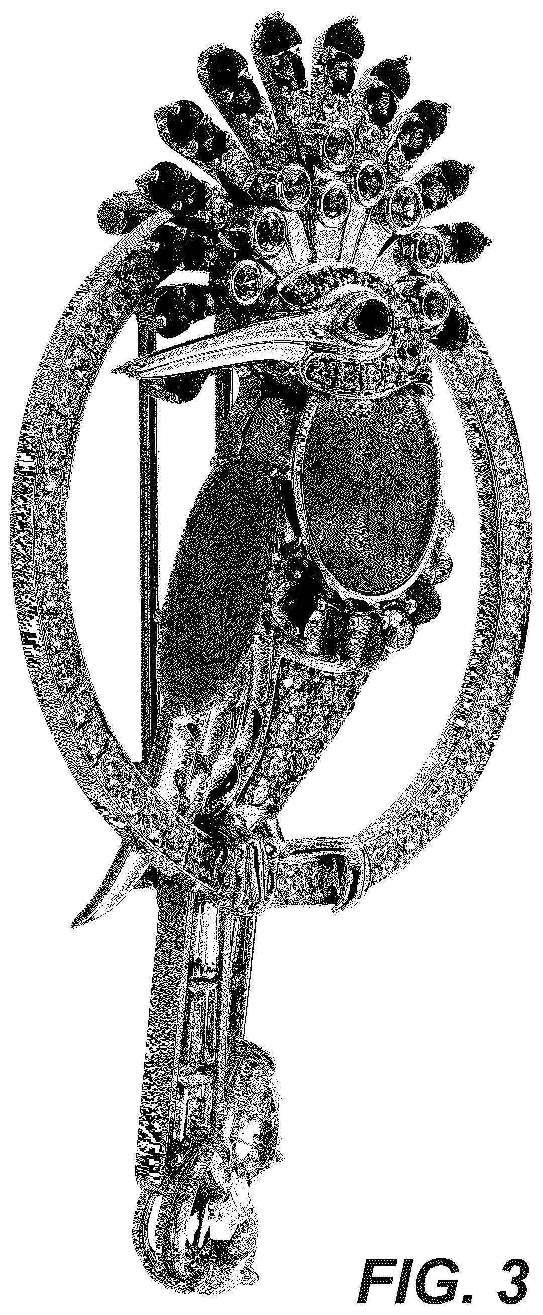 Patent USD1123695 Figure 3 – Brooch