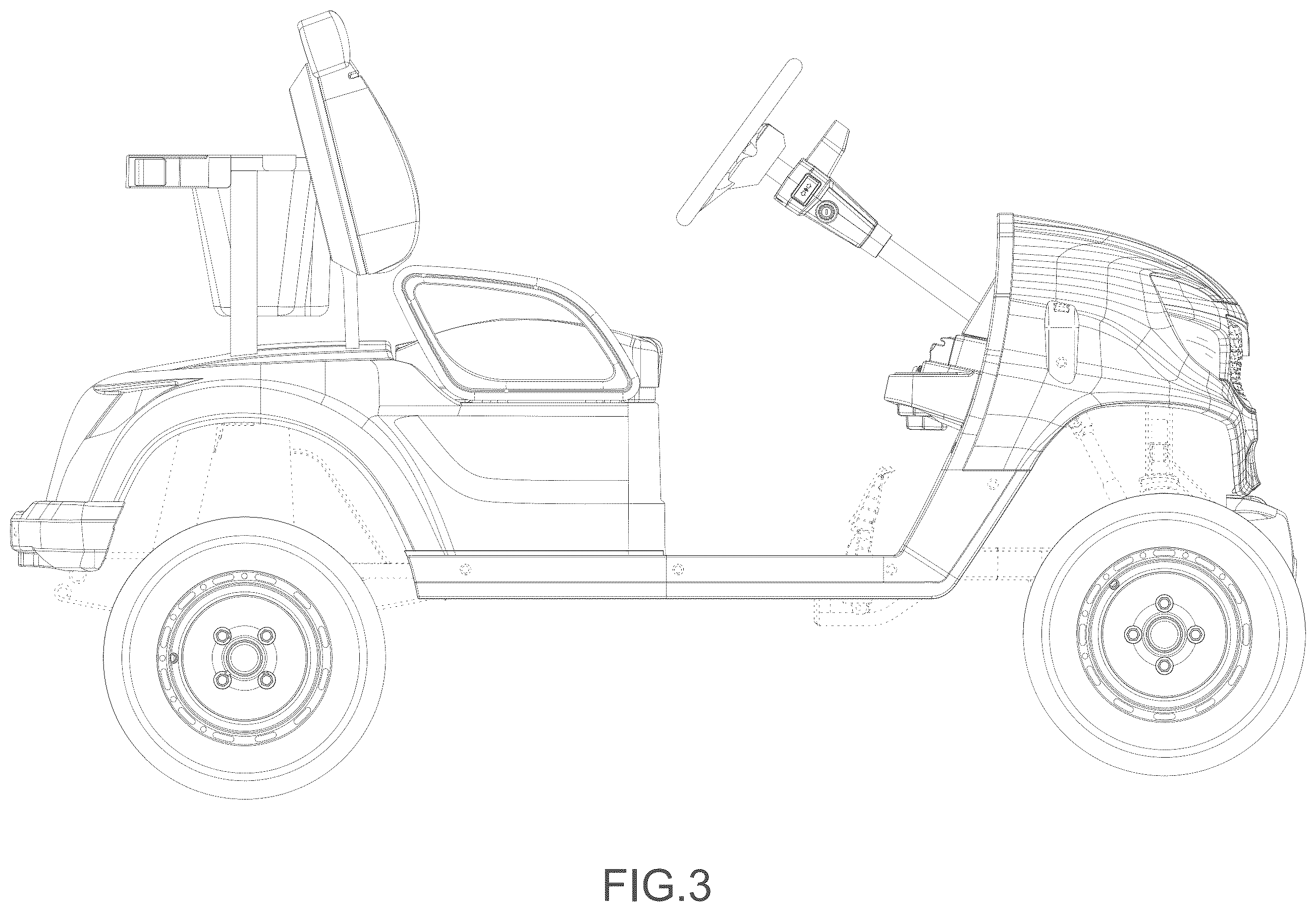 Patent USD1123712 Figure 3 – Golf cart