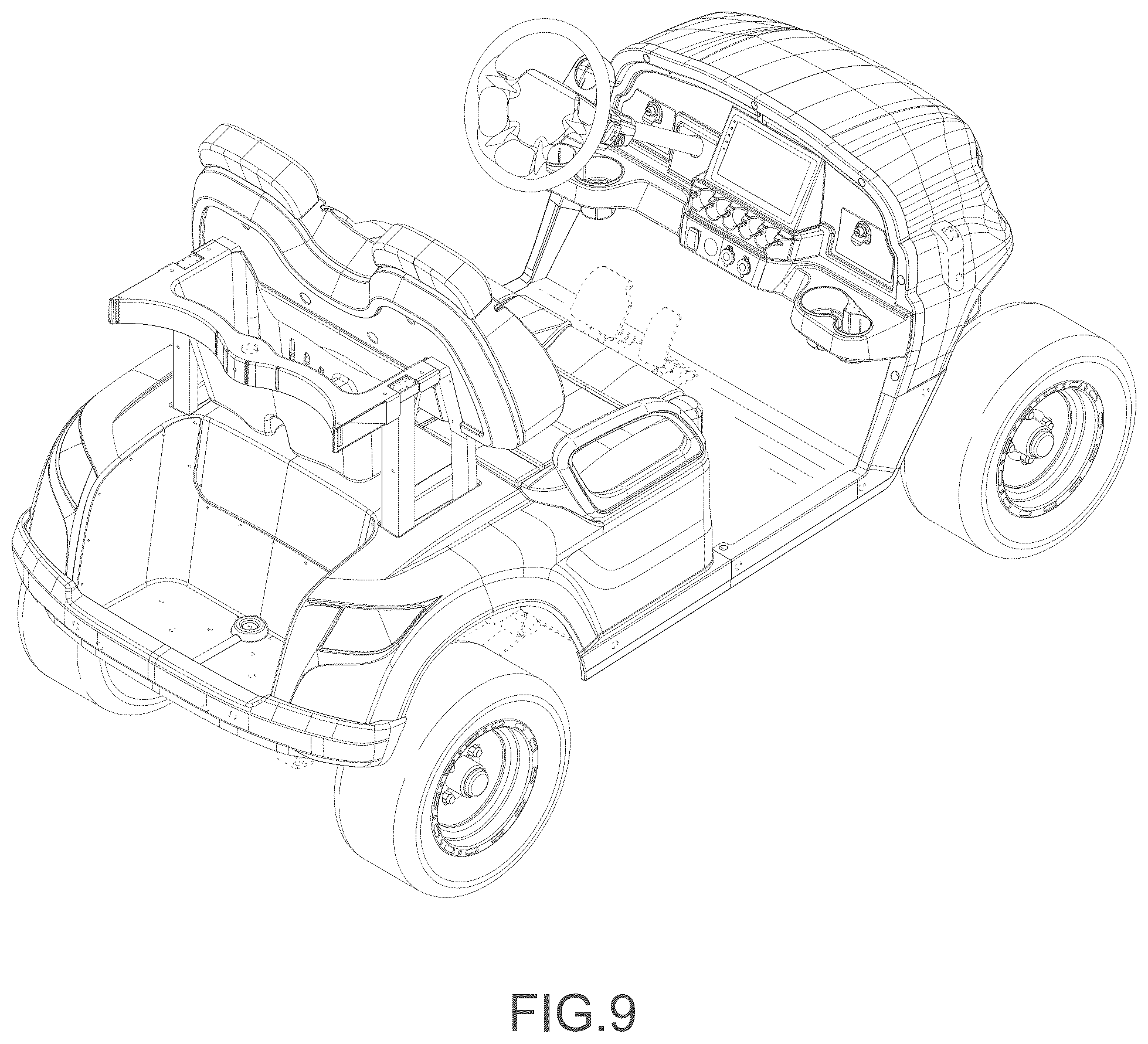 Patent USD1123712 Figure 9 – Golf cart