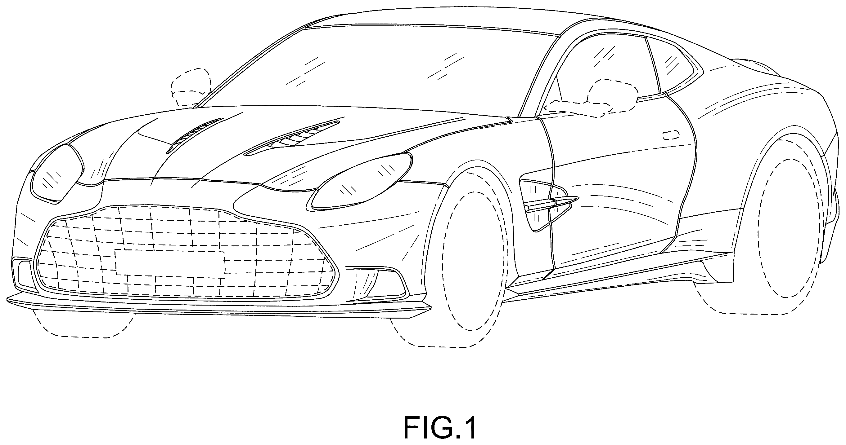 Patent USD1123720 Figure 1 – Automobile or replica thereof